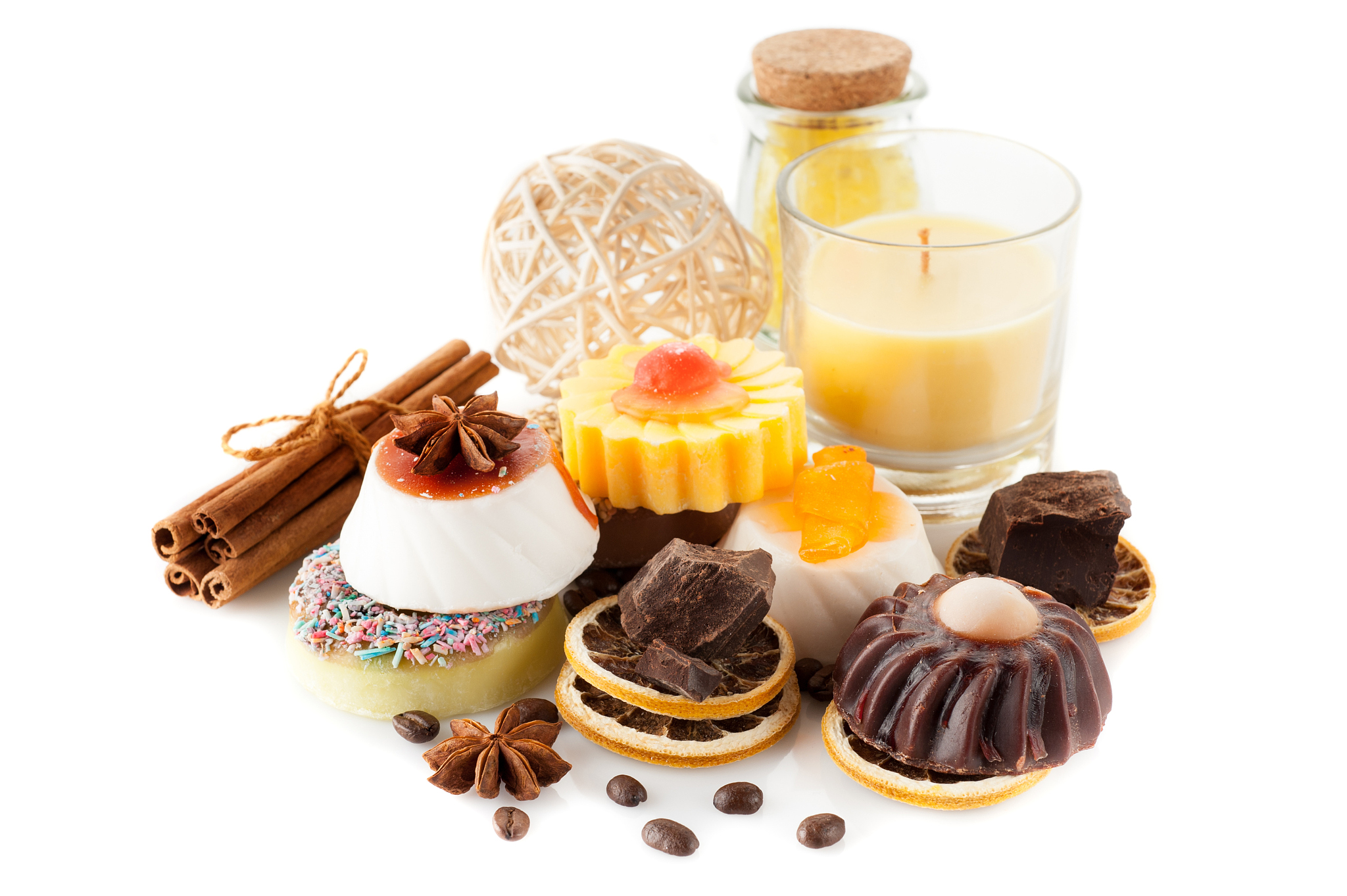 handmade soap with coffee and chocolate. body care and spa.