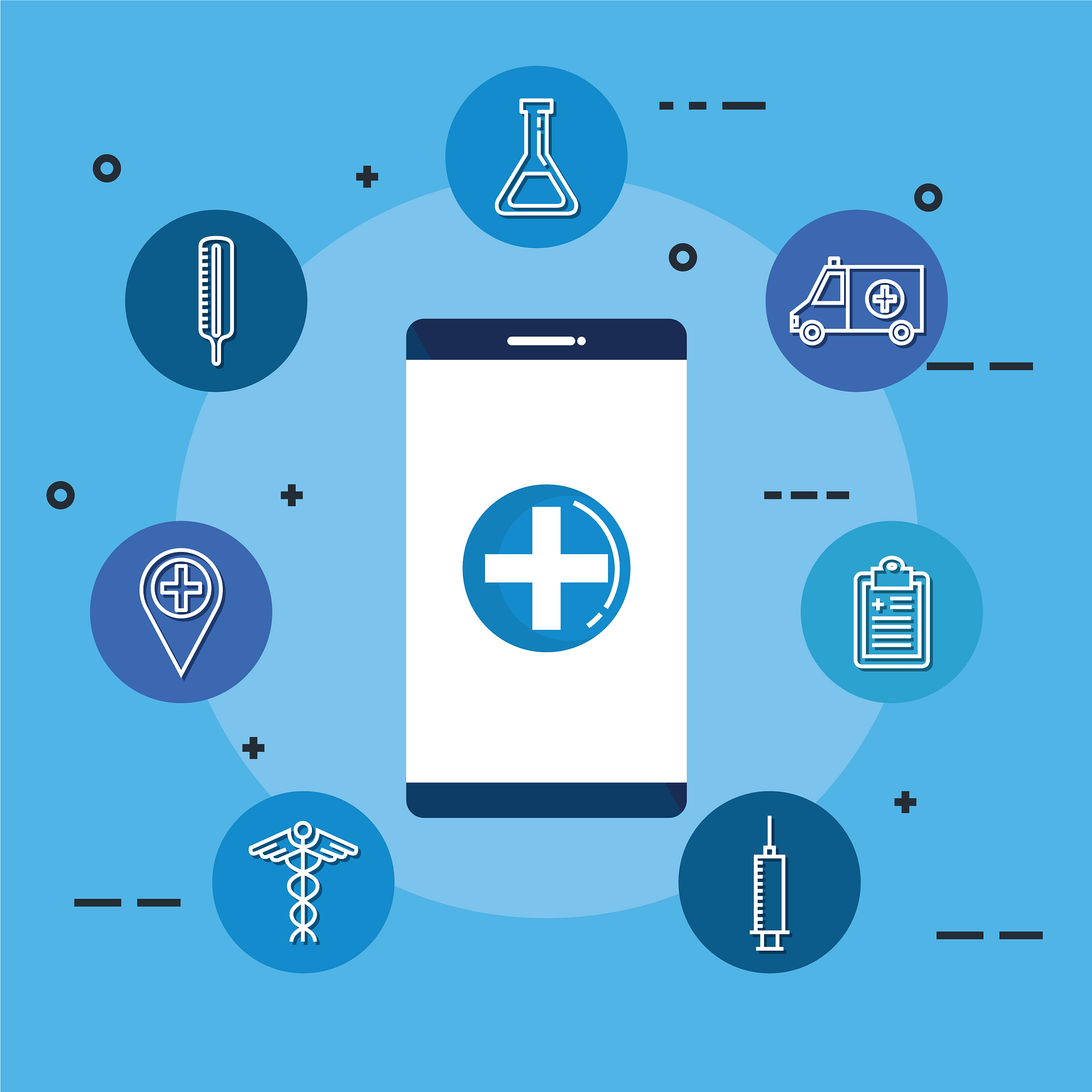 smartphone with telemedicine icons