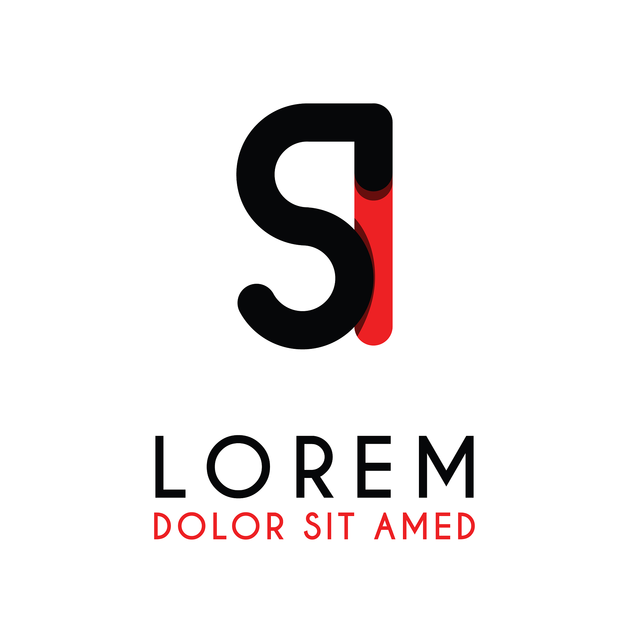 initial letter si with red black and has rounded