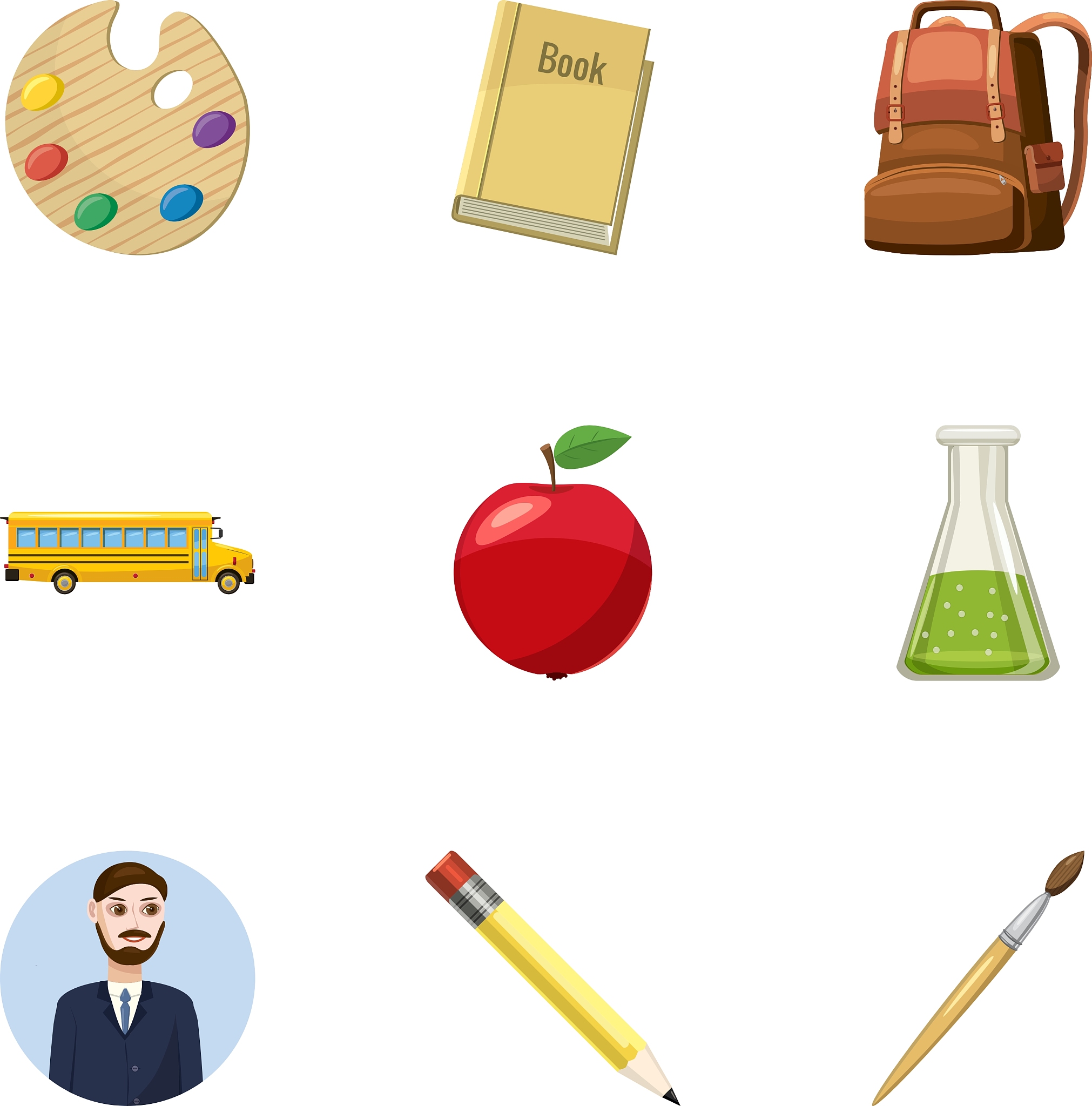 education icons set cartoon style