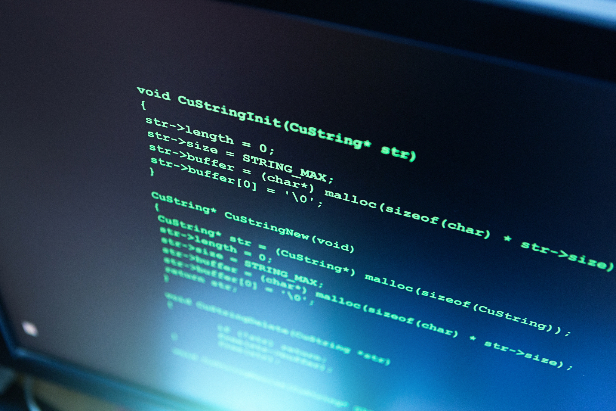 computer programming source code displayed on a pc monitor