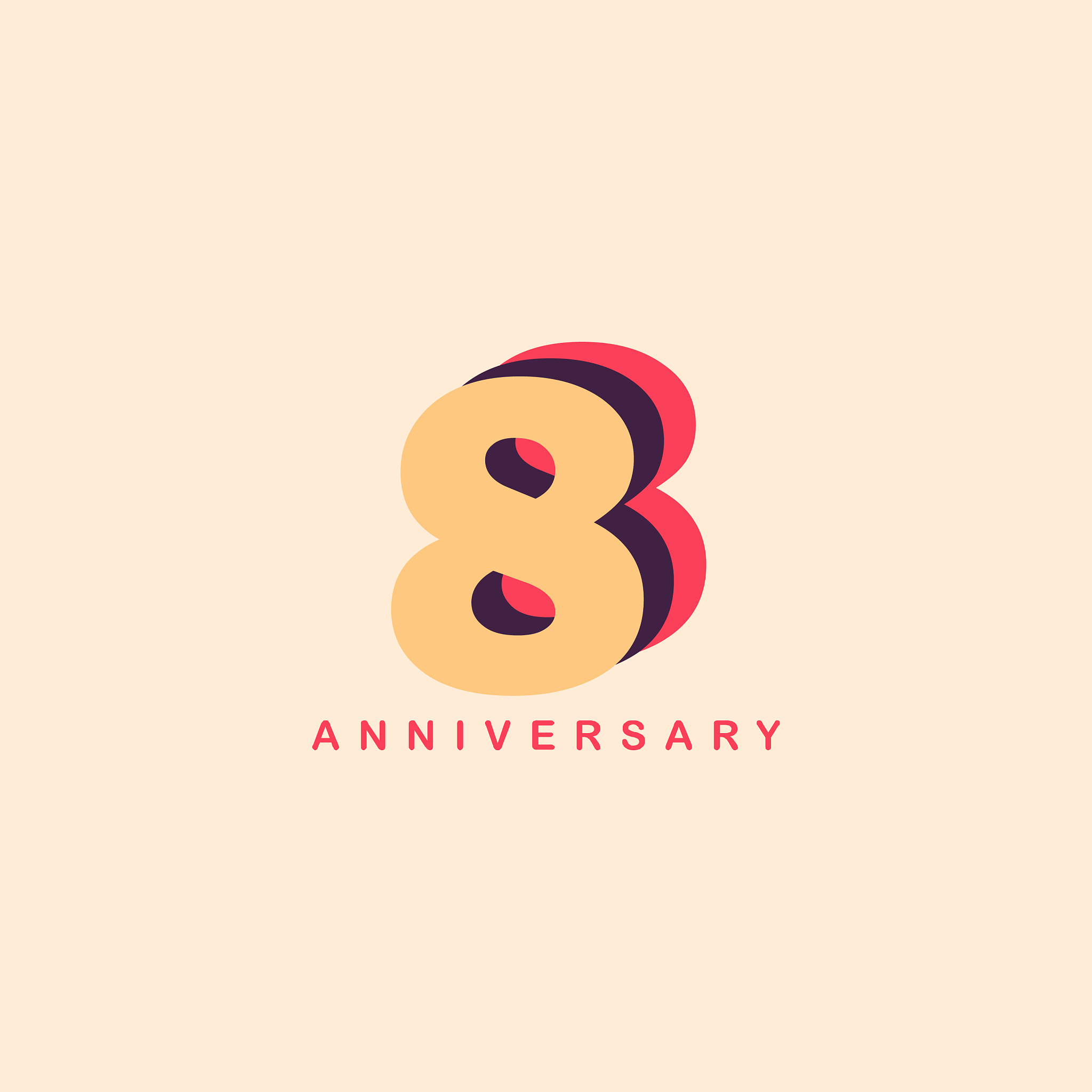 8 years anniversary template design