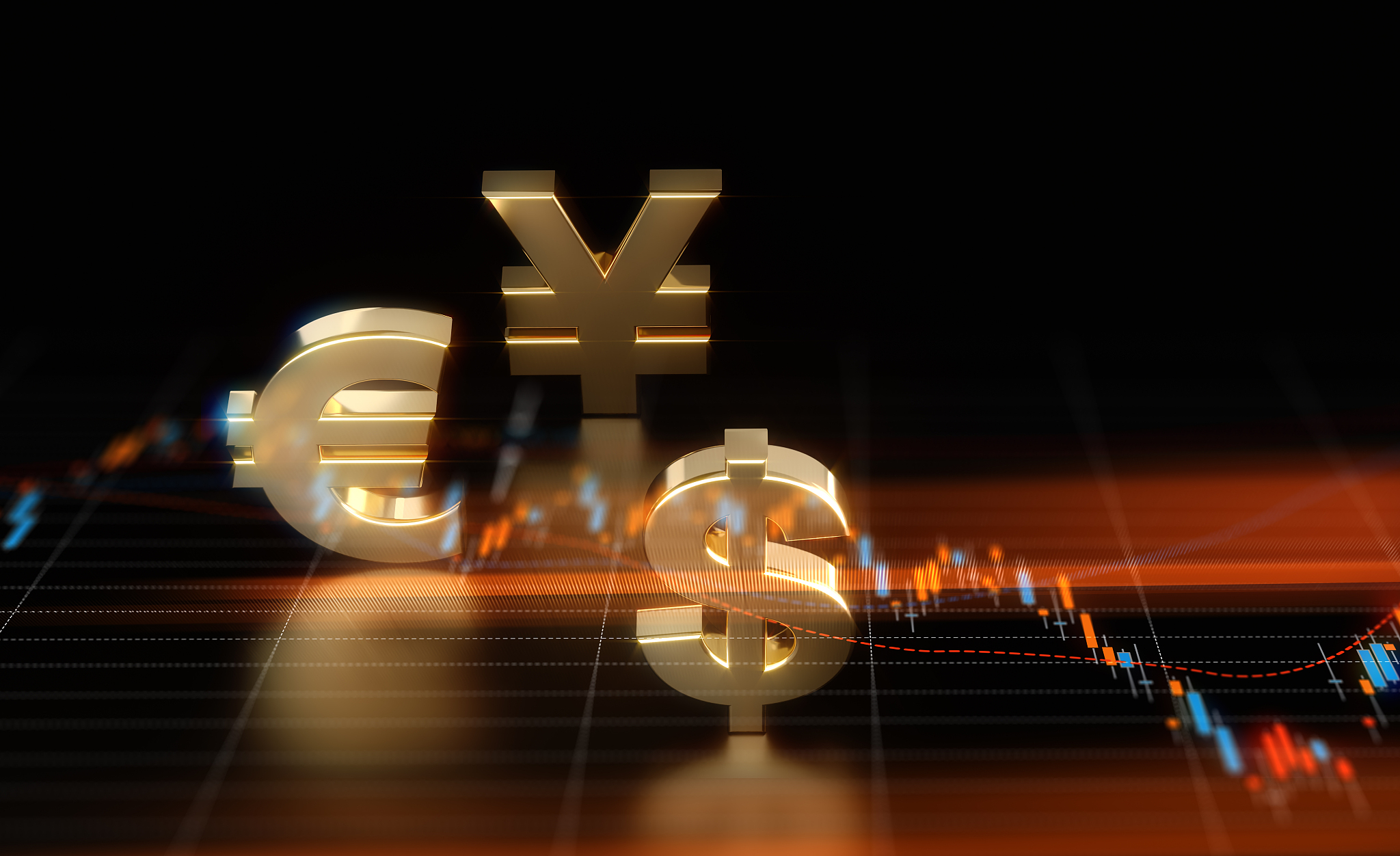 american dollar british pound and japanese yen symbols and finan