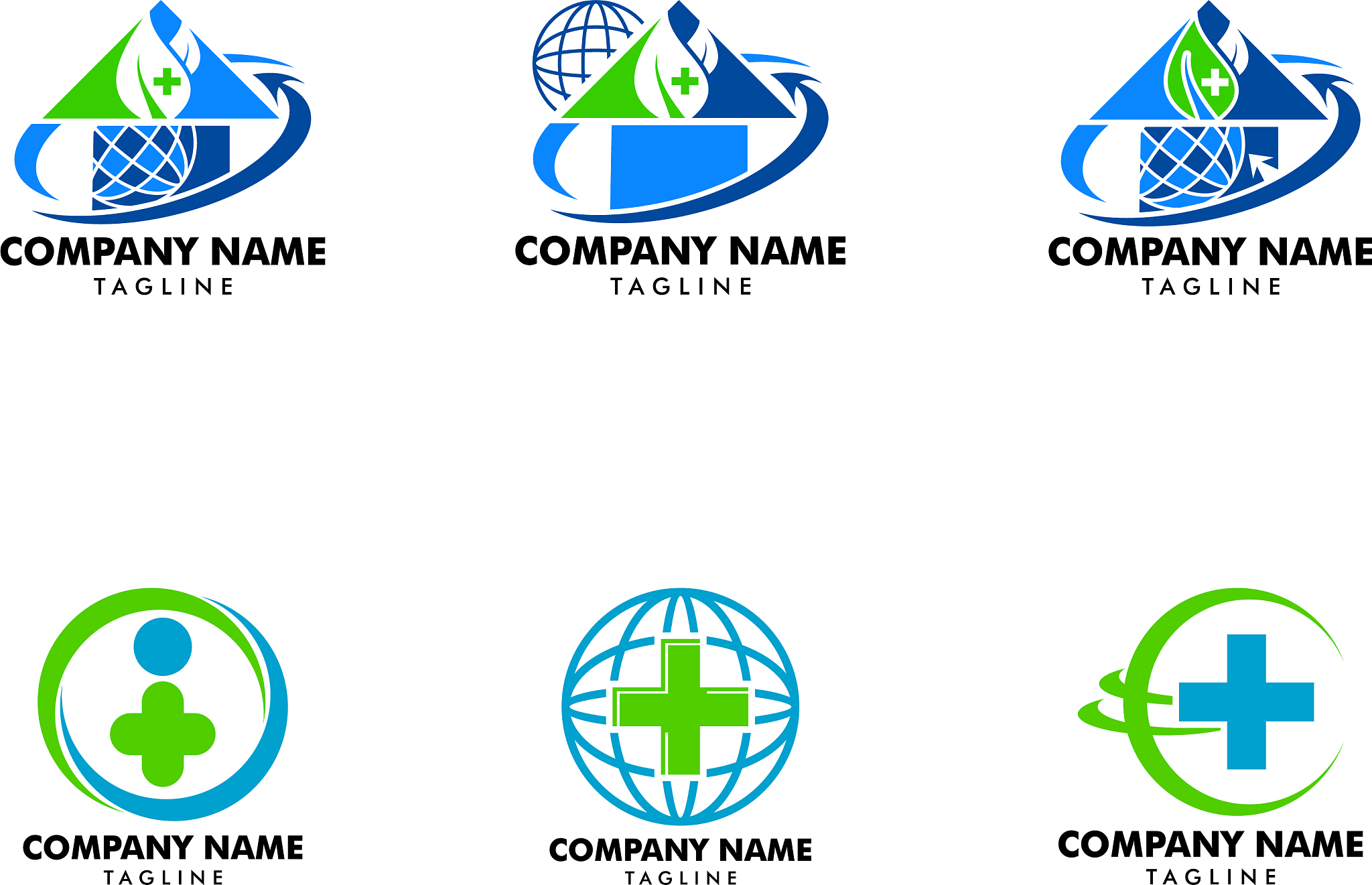 set world medical logo design template