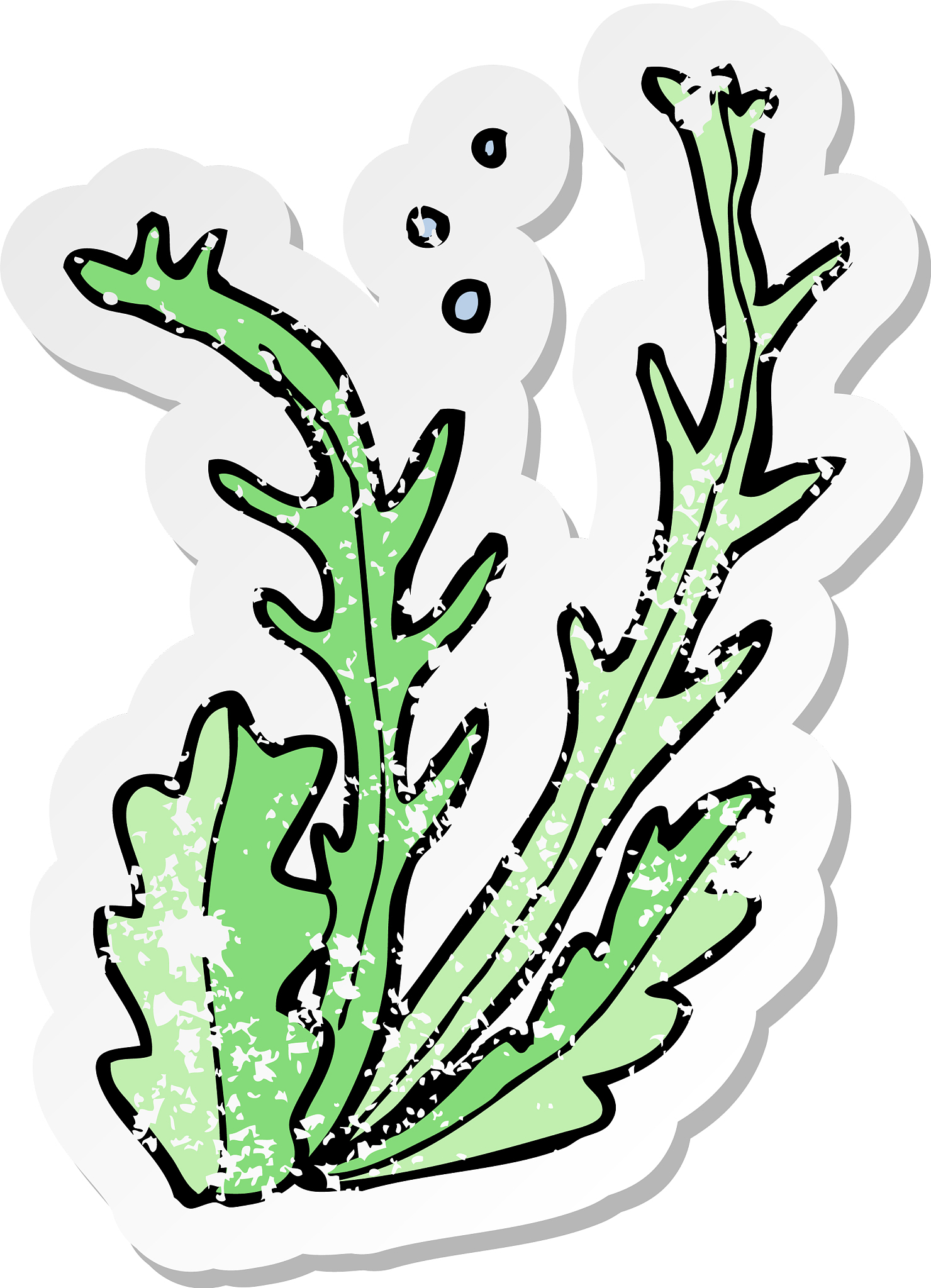 retro distressed sticker of a cartoon seaweed