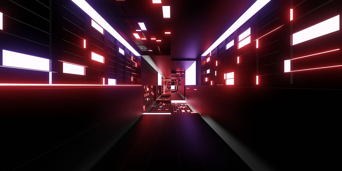 光隧道技术走廊现代未来科幻小说背景3d插图
