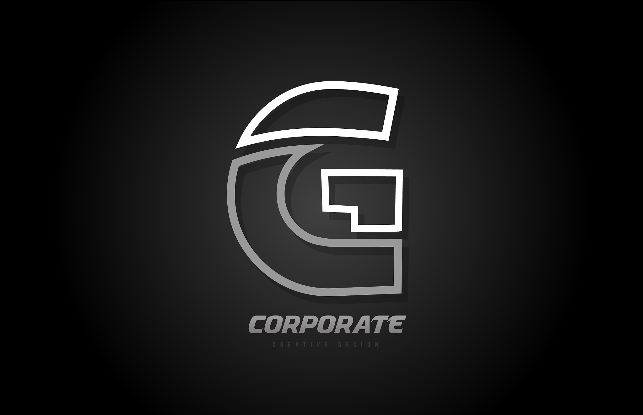 black and white line company business g letter