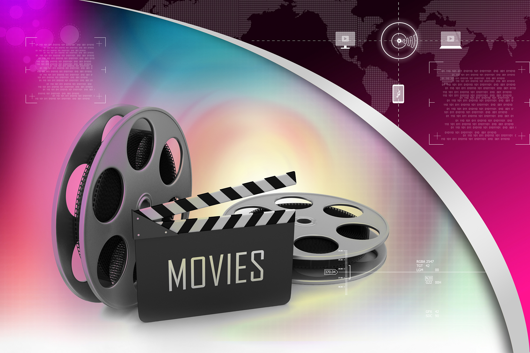 film reels and clapper board