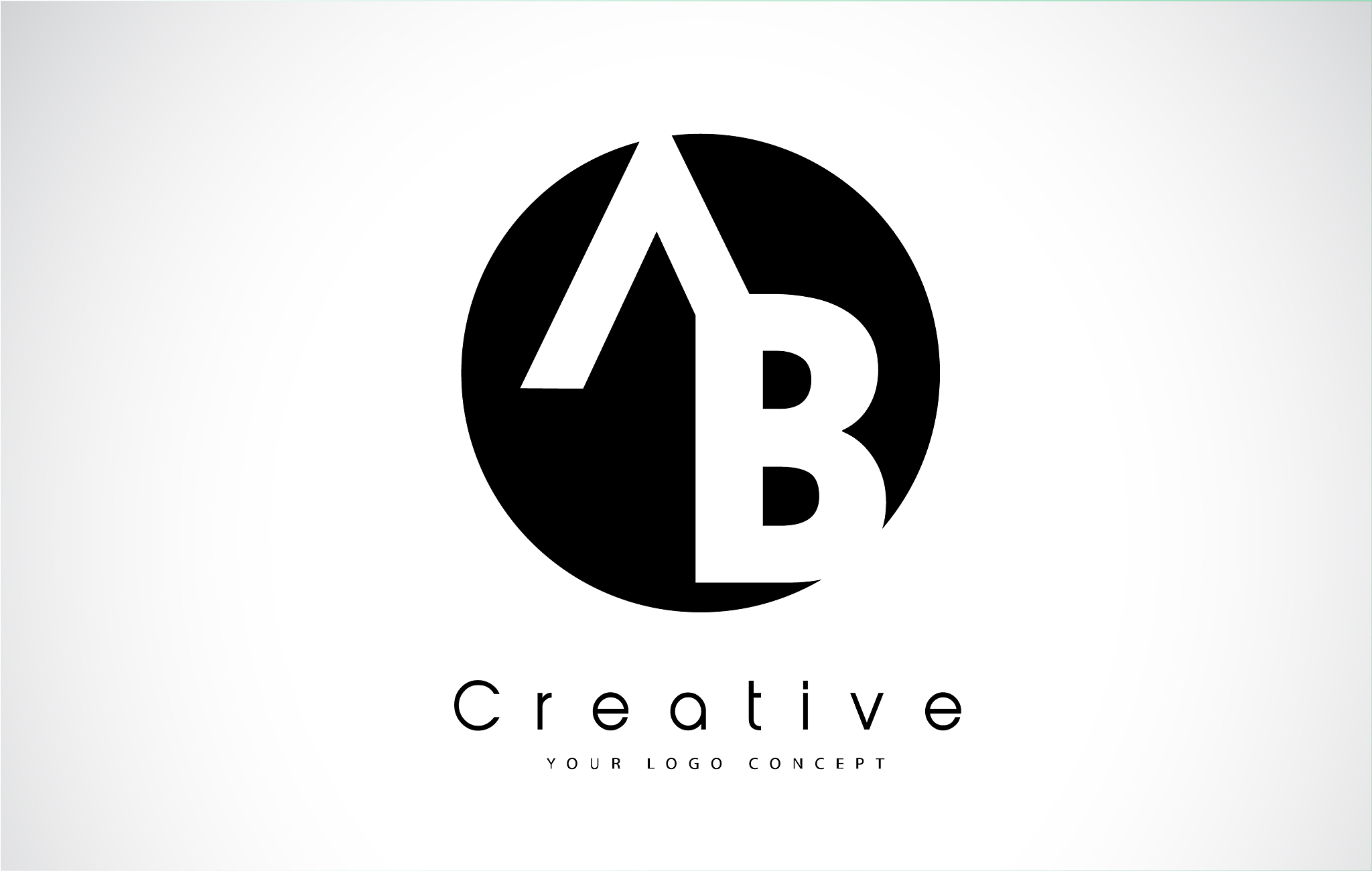ab letter logo design inside a black circle