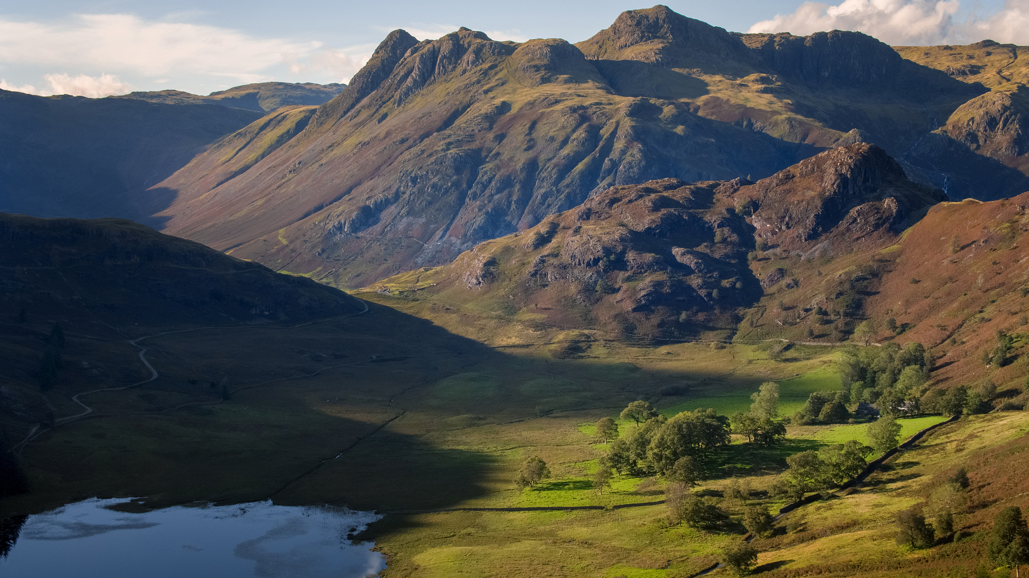 blea tarn aerial passover which shows the tarn and surrounding a