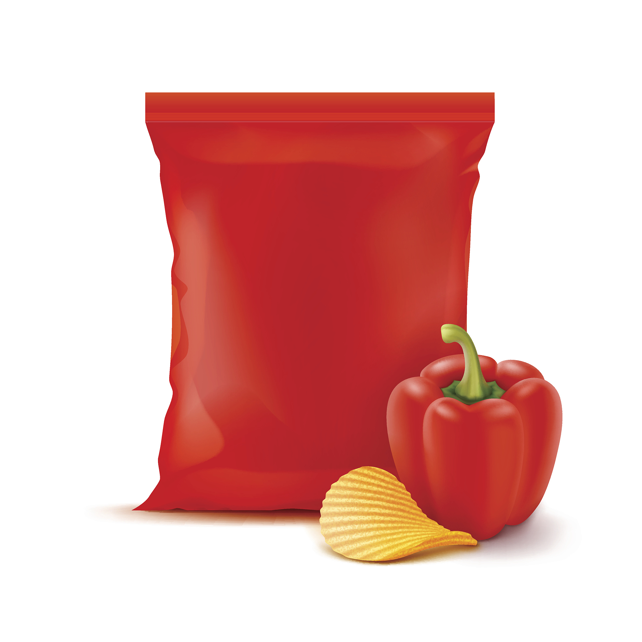 potato ripple chips with paprika and foil bag