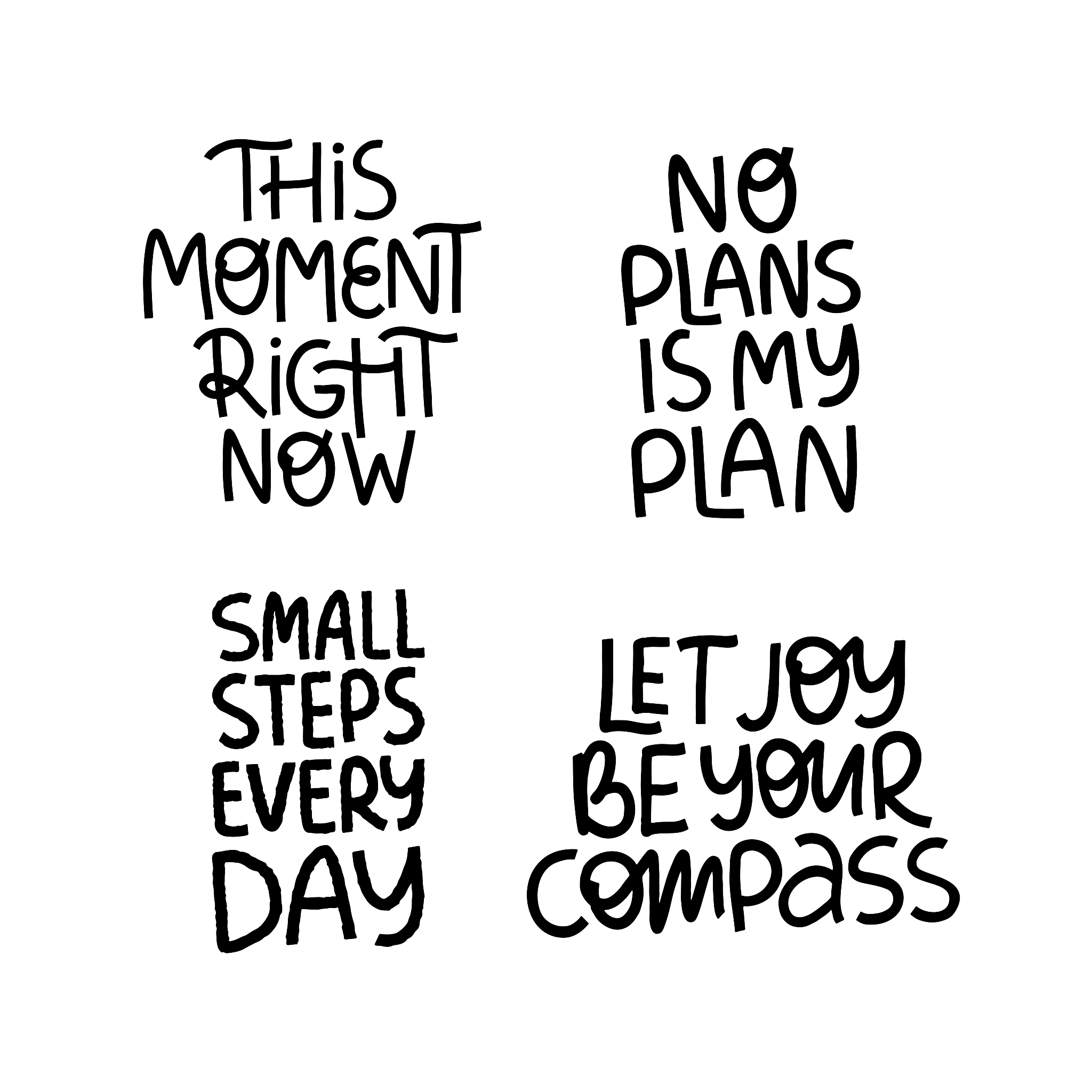 motivational hand drawn black letterings set