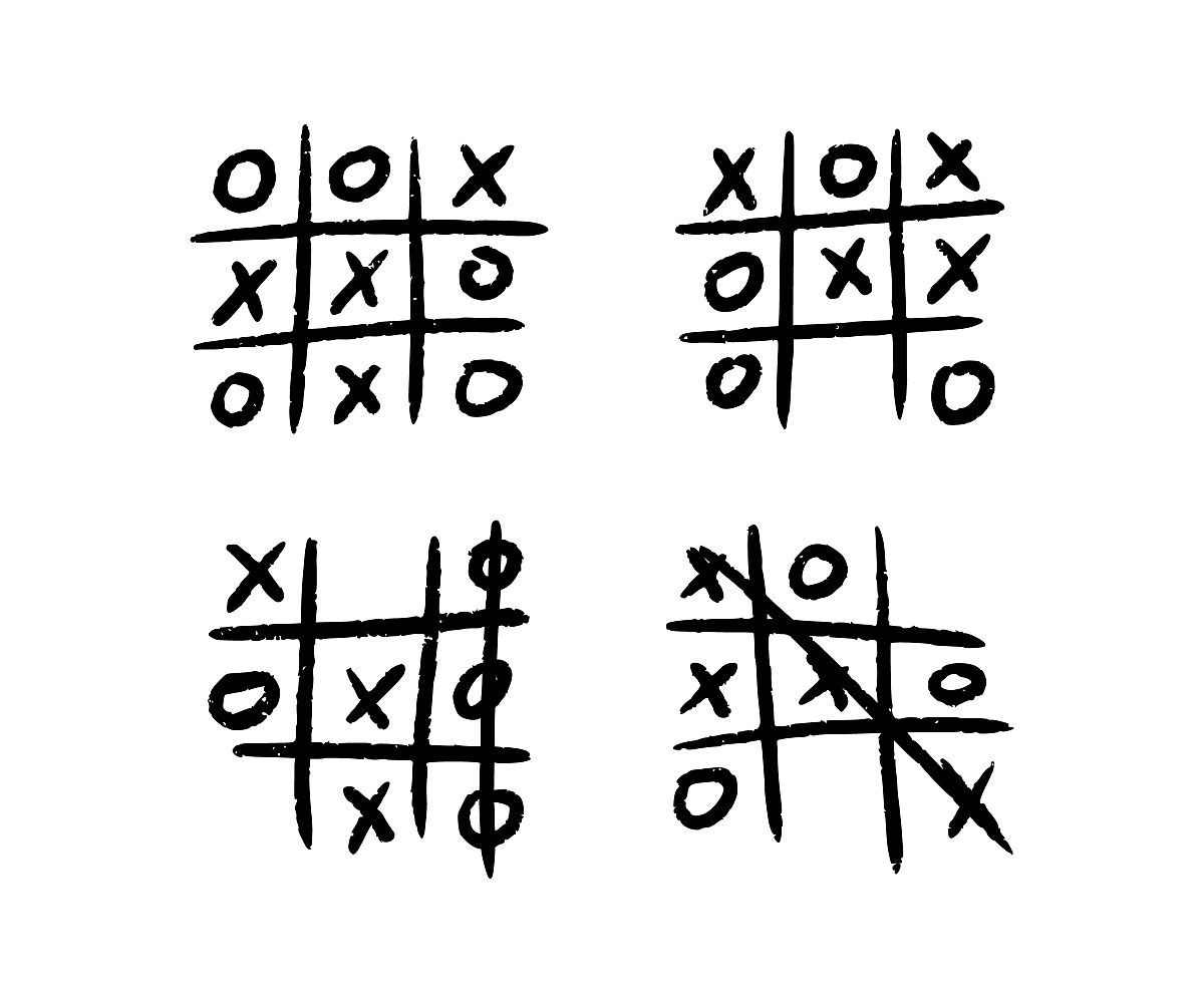 手绘的tic tac toe游戏.x o儿童游戏.玩一场tictactoe游戏.零和胜利.