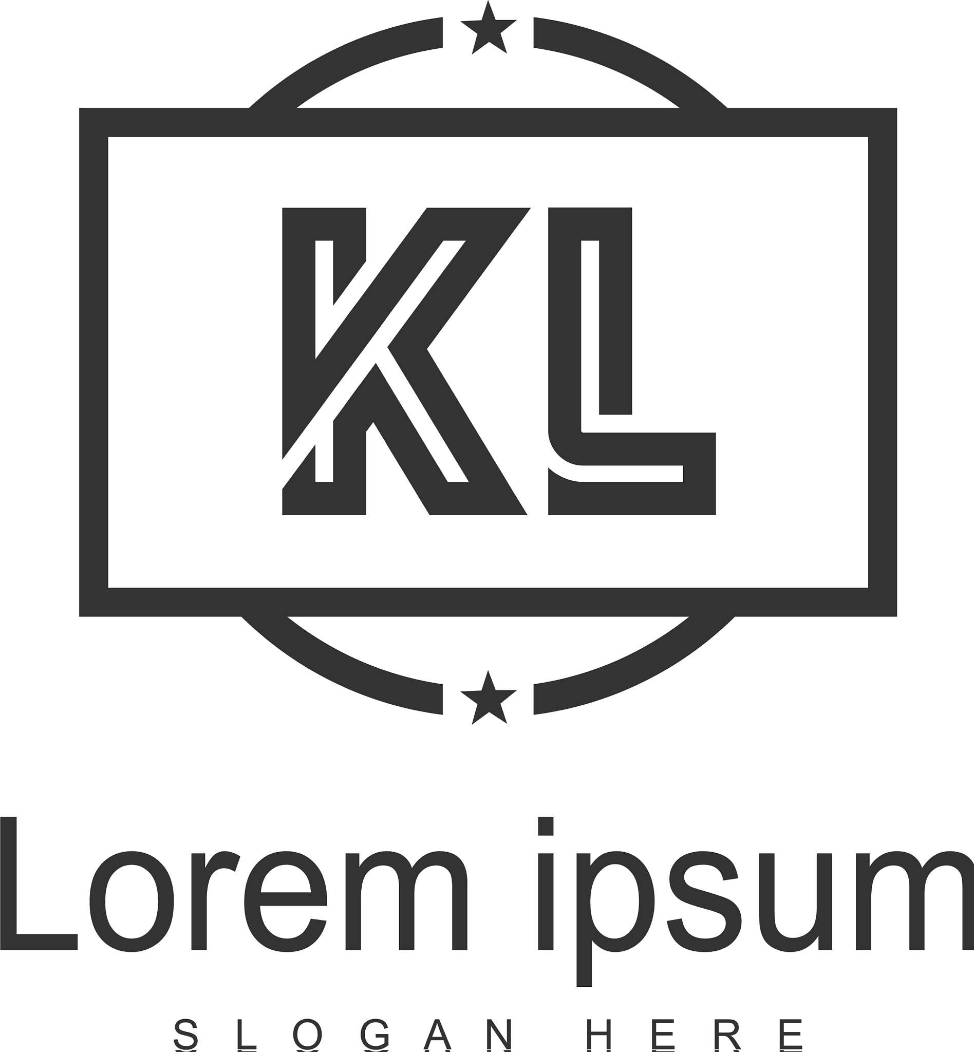 initial kl logo template with modern frame