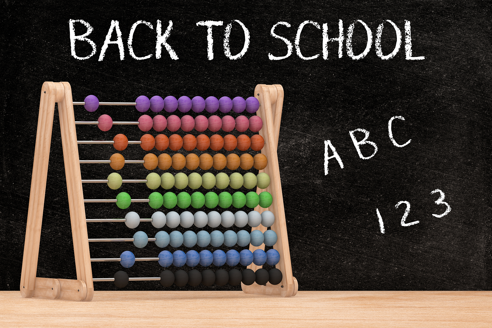 back to school with blackboard and abacus