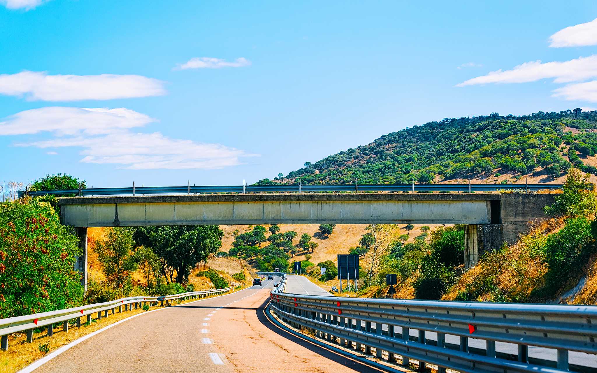 scenery of road and bridge in cagliari in sardinia reflex