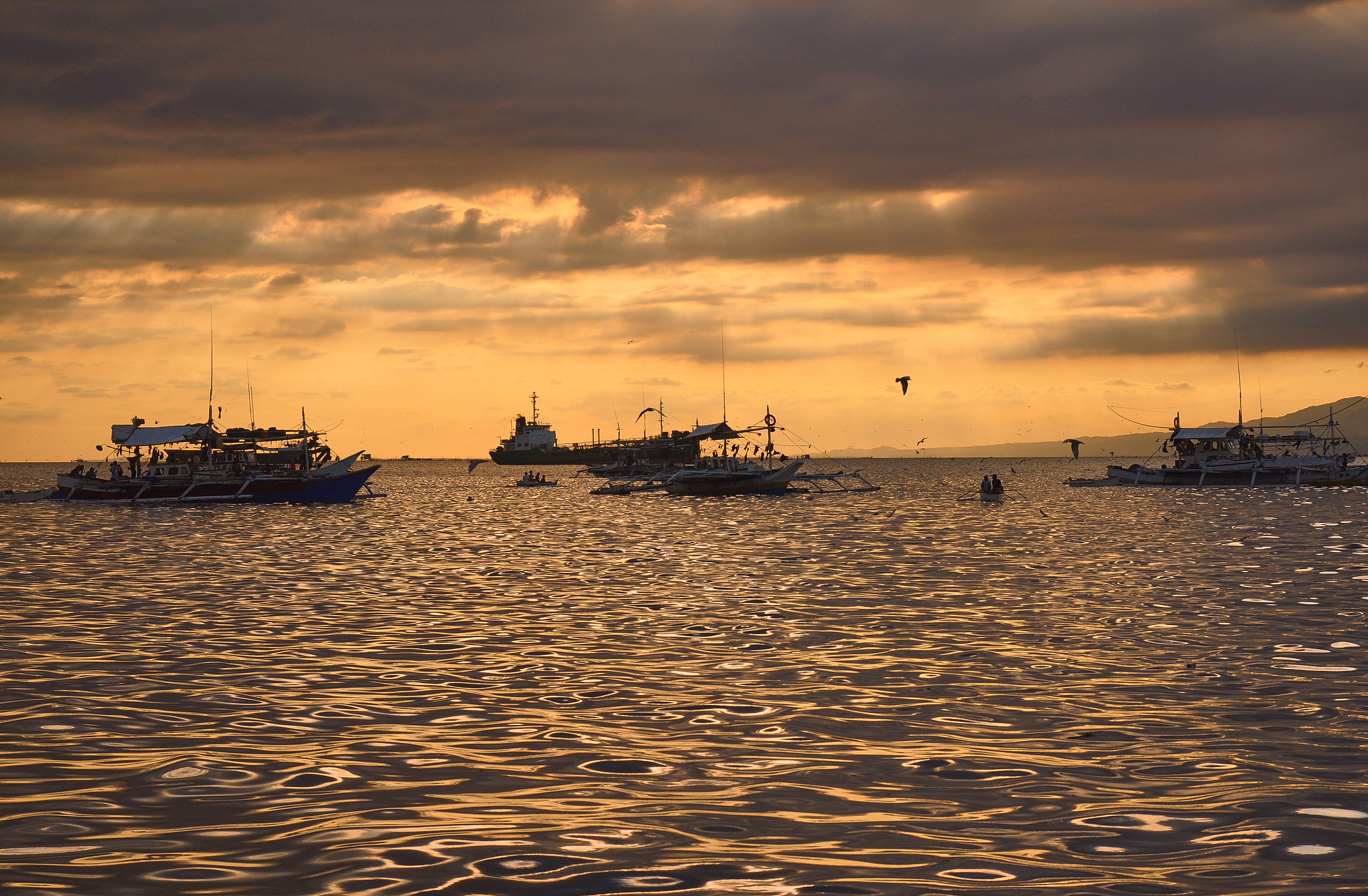 sunset over the horizon
