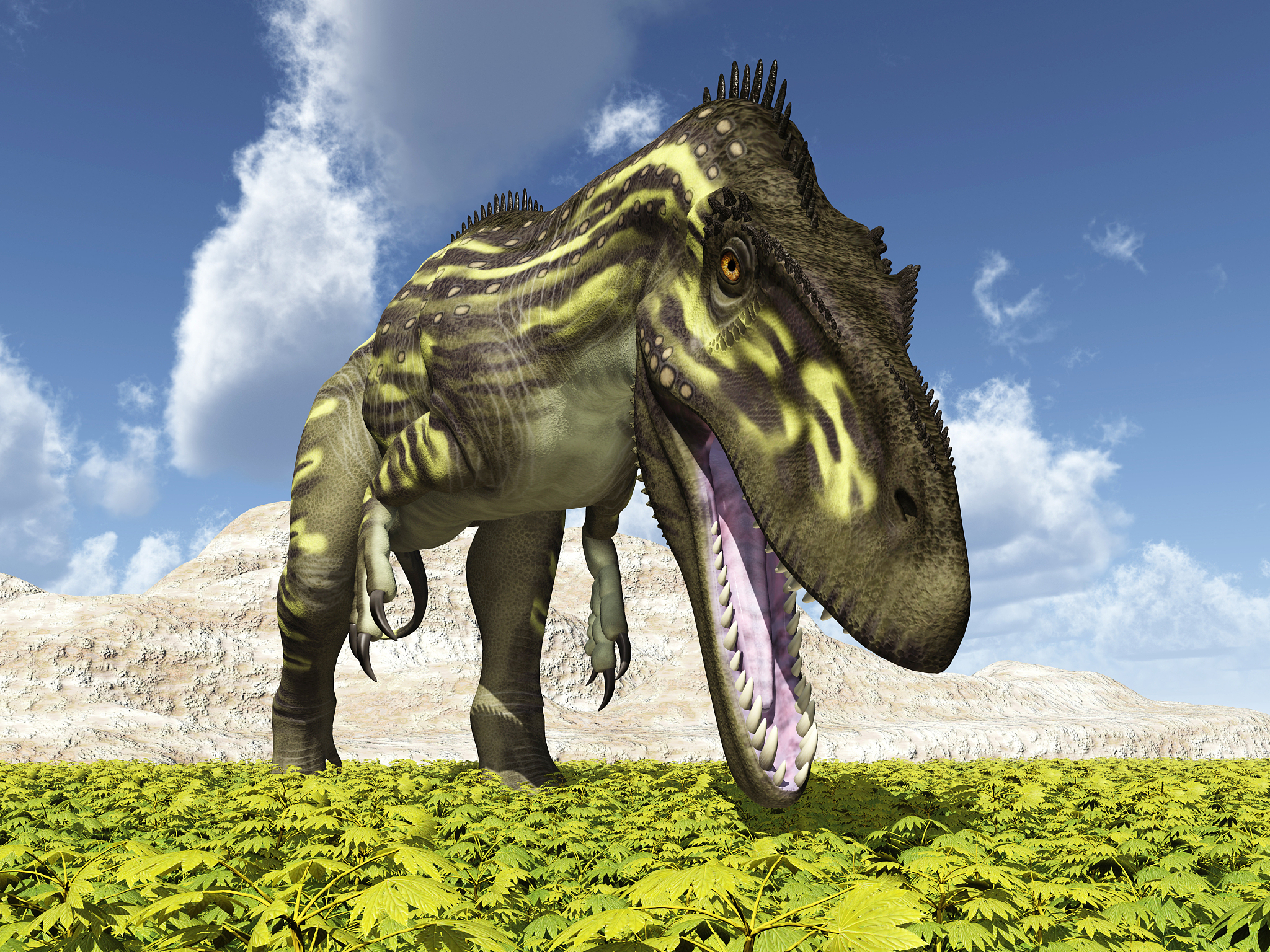 dinosaur torvosaurus in a landscape