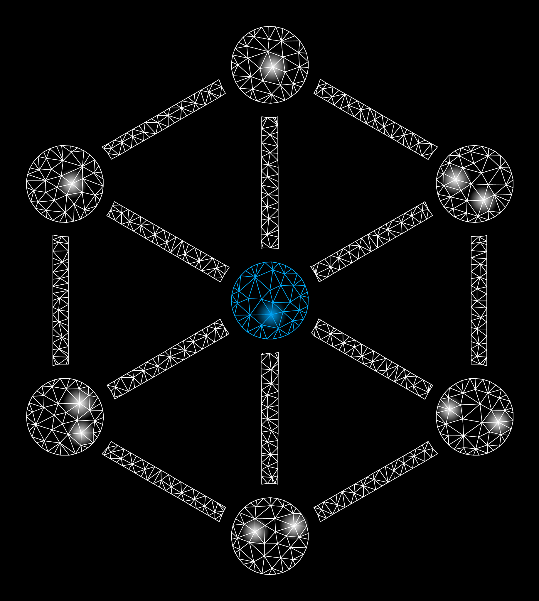 bright mesh network structure with flare spots