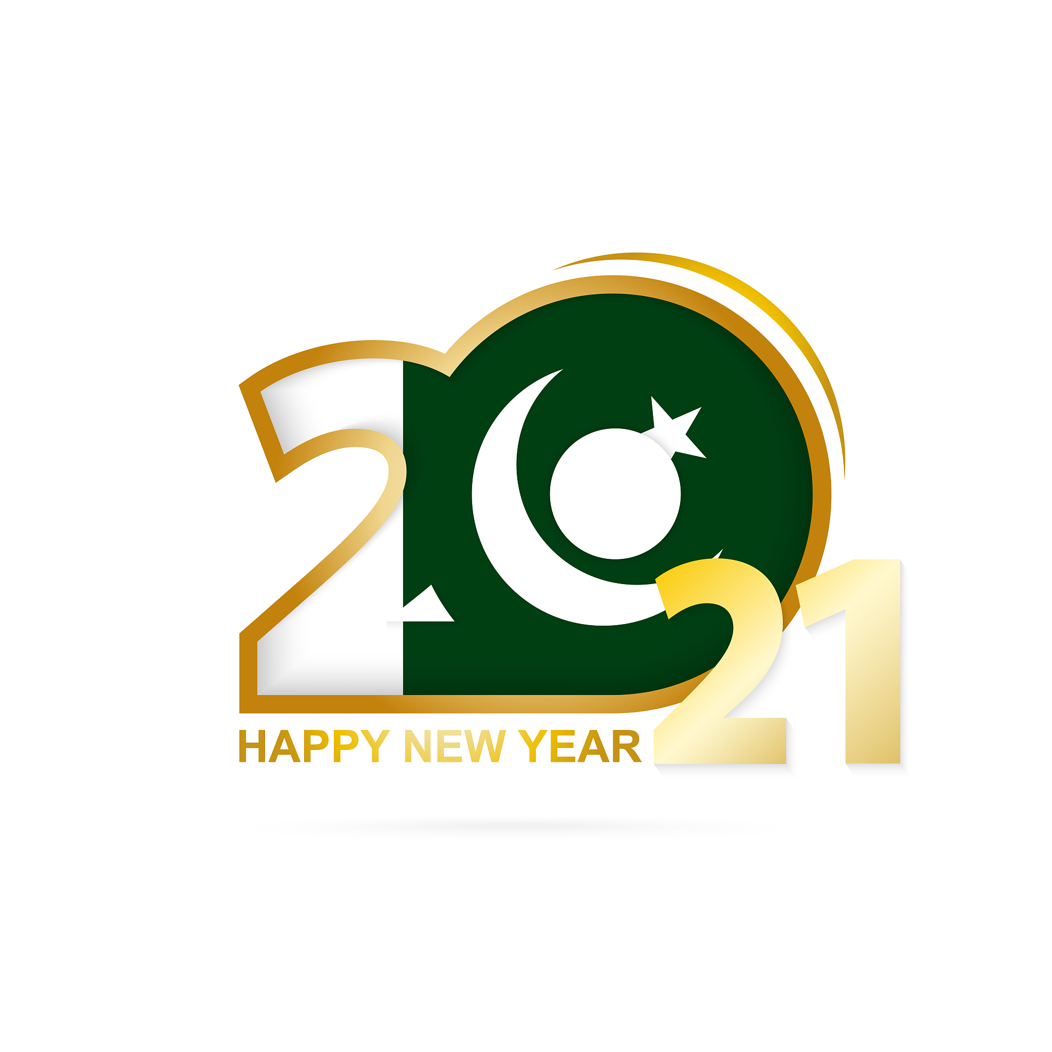 year 2021 with pakistan flag pattern. happy new year design.