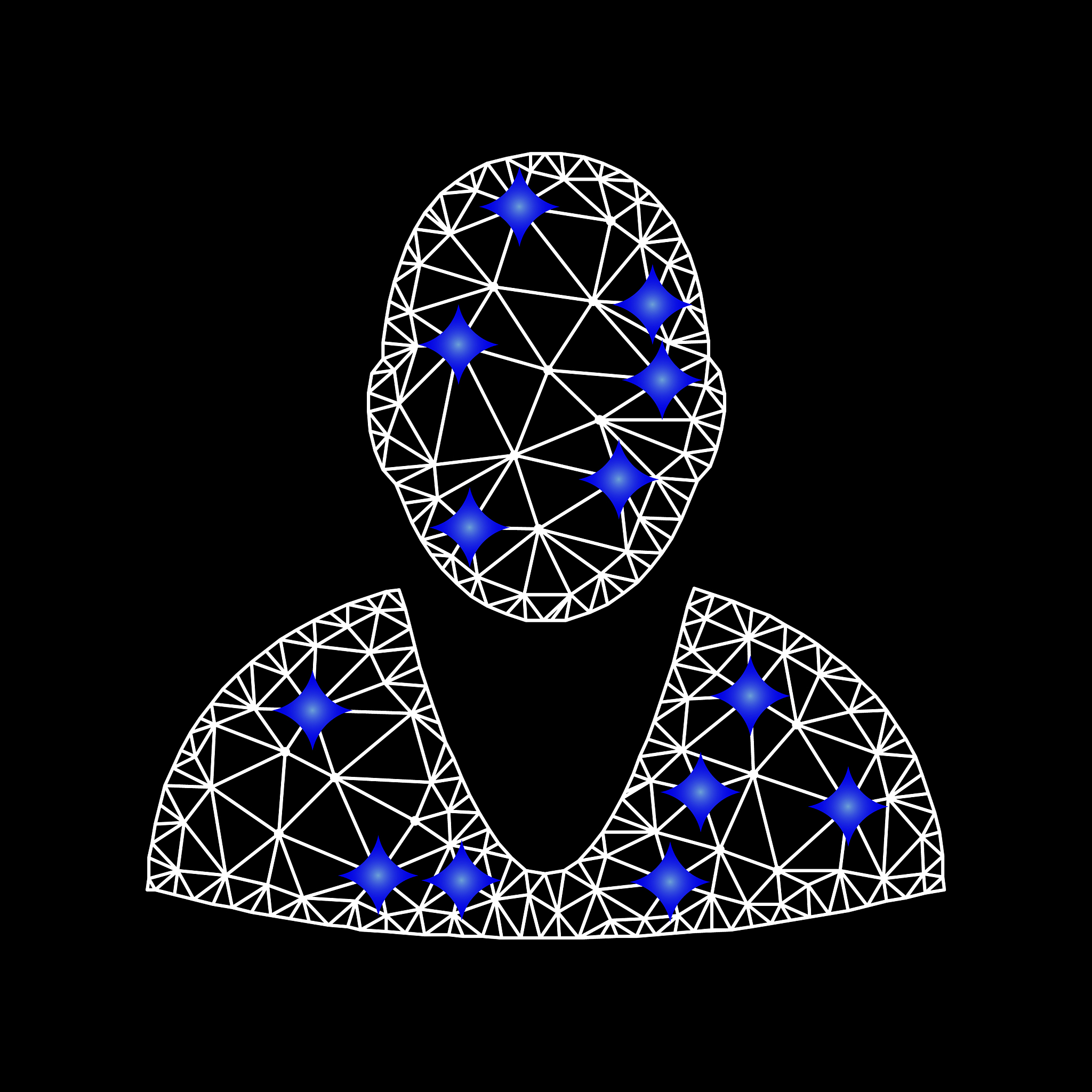 mesh user icon with blue diamonds