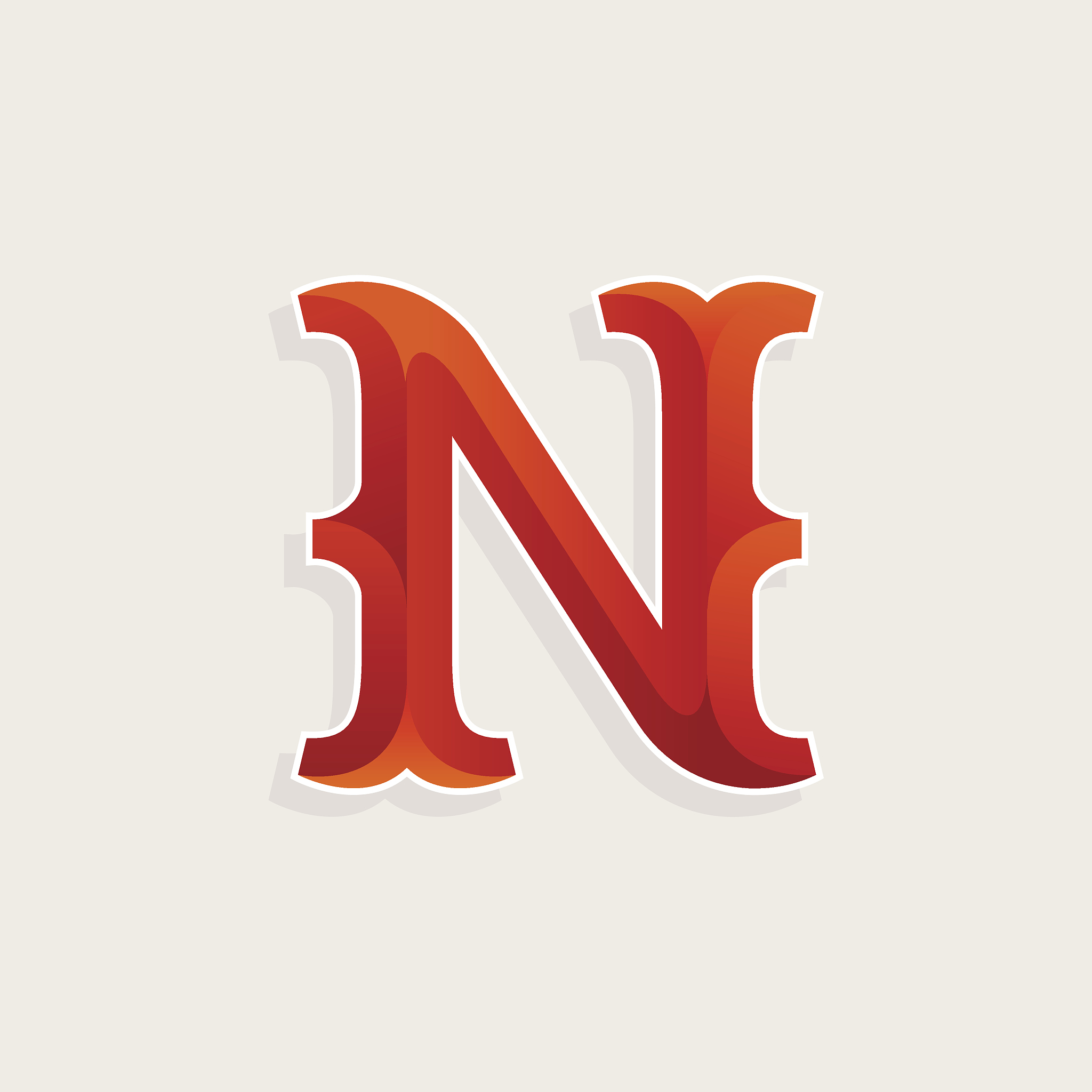 n letter icon in elegant circus faceted style.