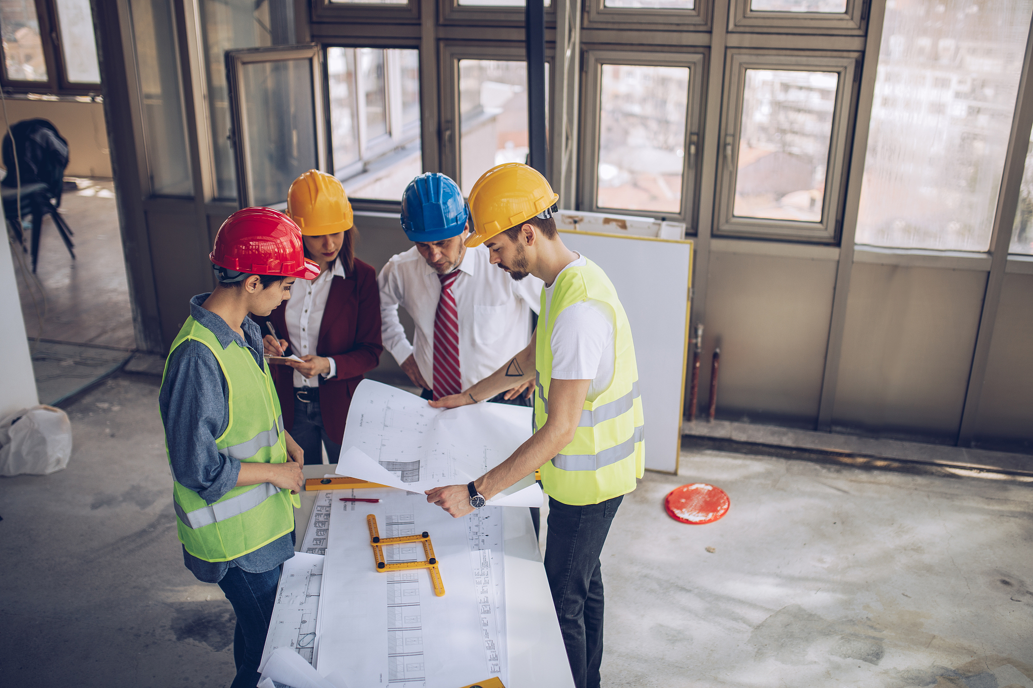 engineers team at construction site