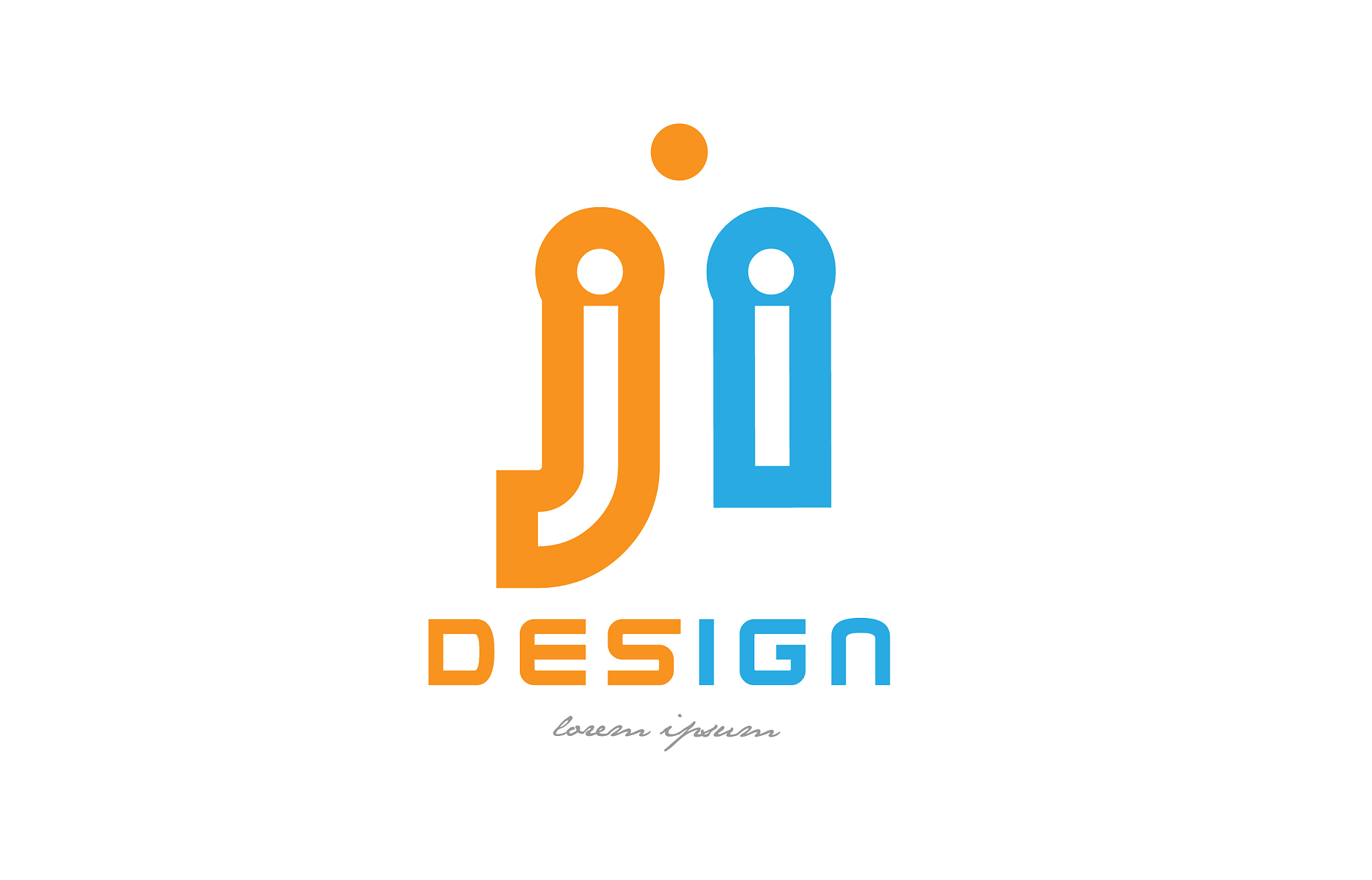 ji j i orange blue alphabet letter logo