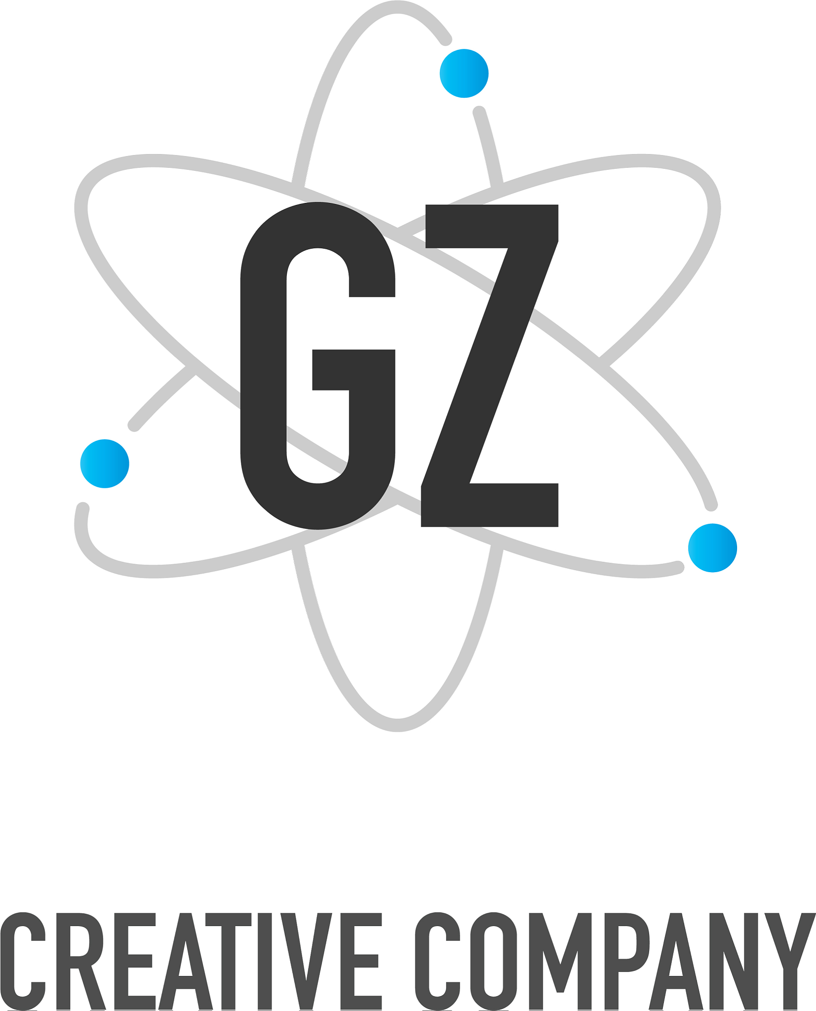 initial letter gz atom neutron design logo