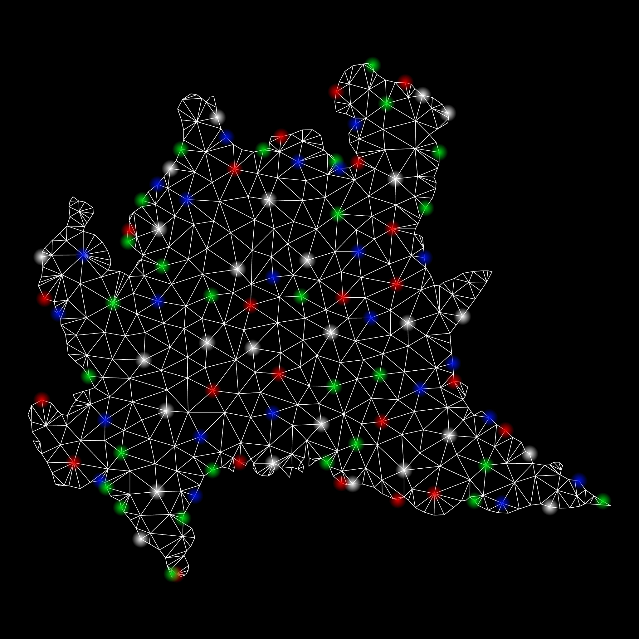 bright mesh network lombardy region map with flash