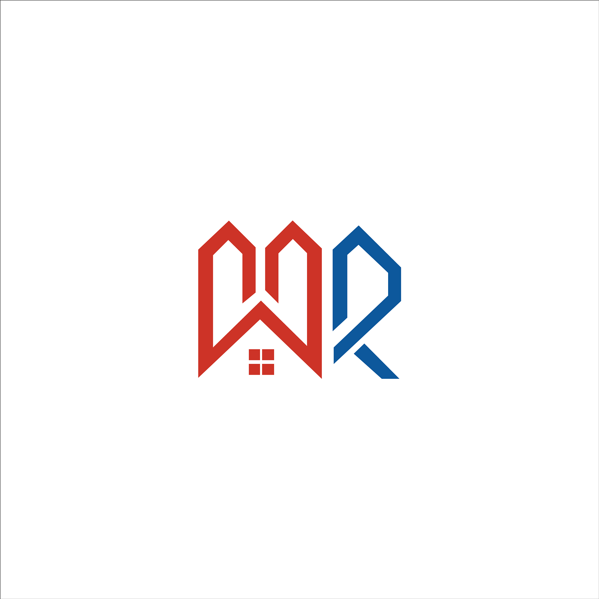 initial letter wr logo or rw logo design