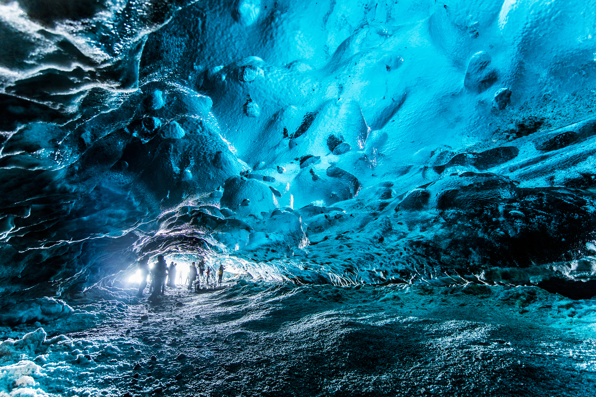 view inside of ice cave, iceland