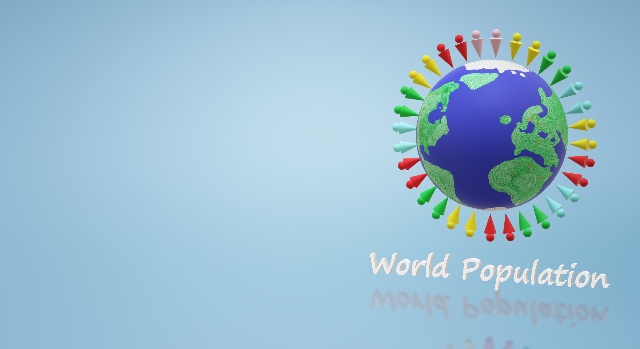 3d rendering for world population day  content.