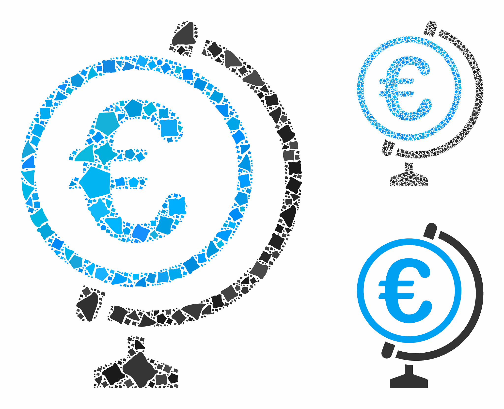 euro globe mosaic icon joggly items
