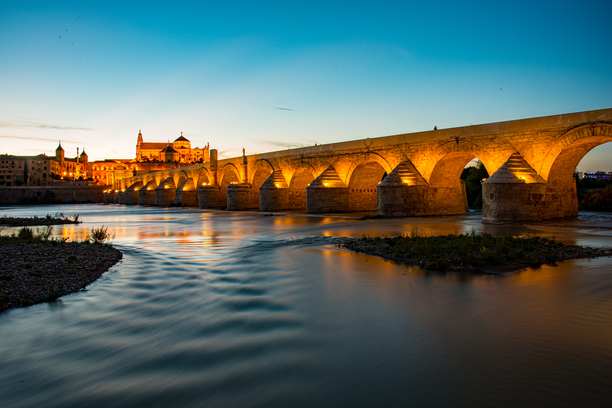 mosque-cathedral and roman bridge of cordoba, andalusia, spain