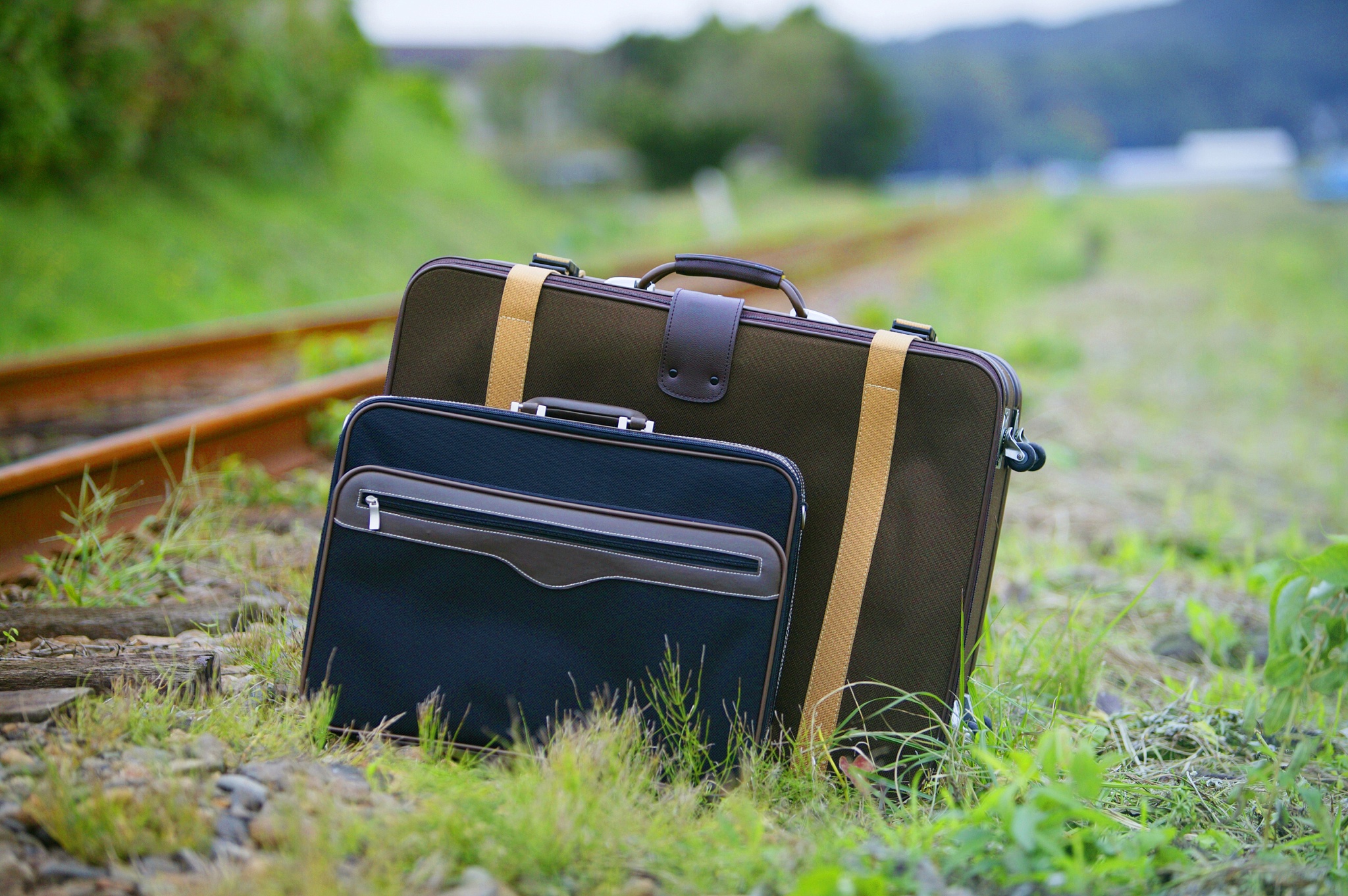 baggage beside railroad truck