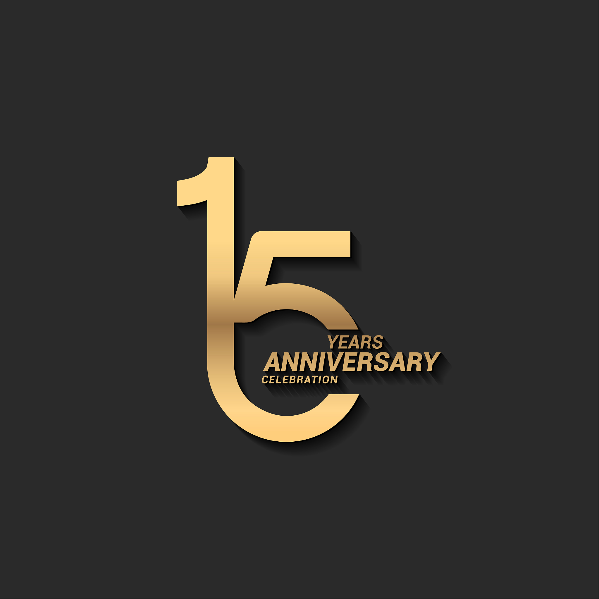15 years anniversary design stock illustration. golden anniversa