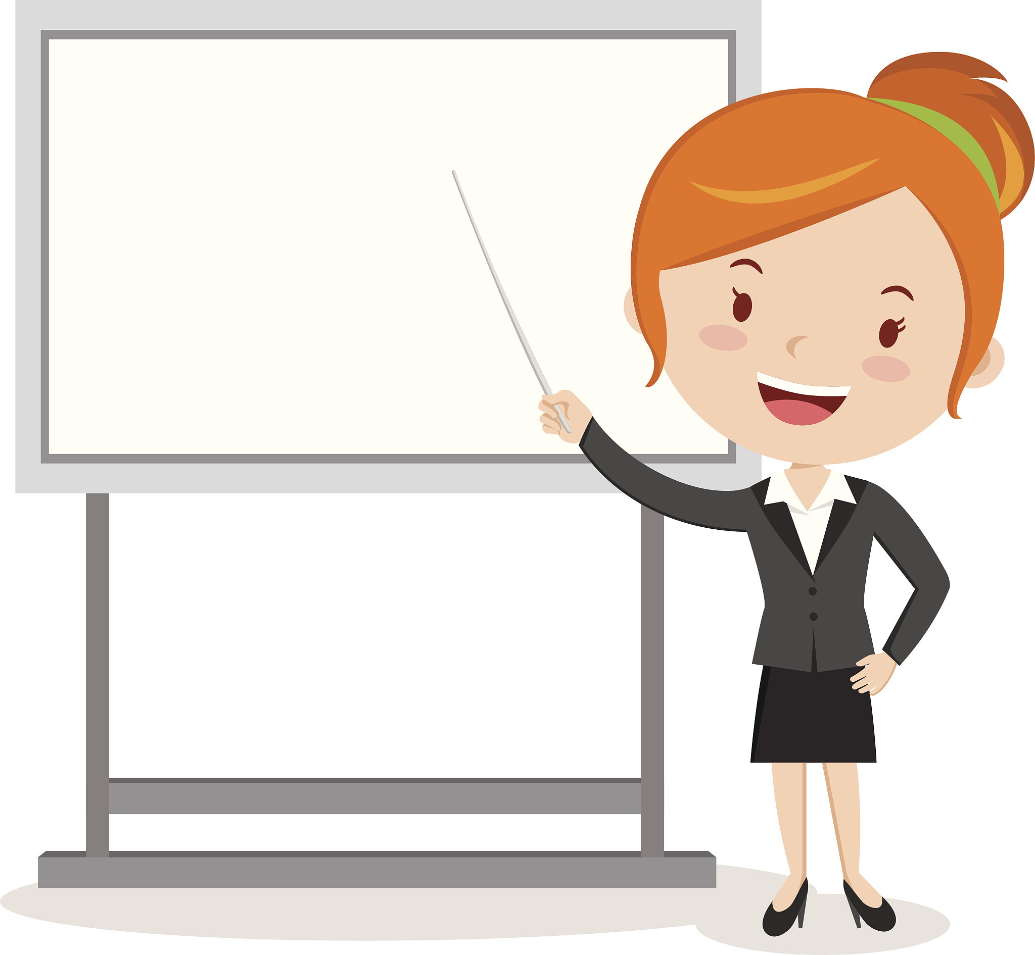 business woman pointing at presentation board