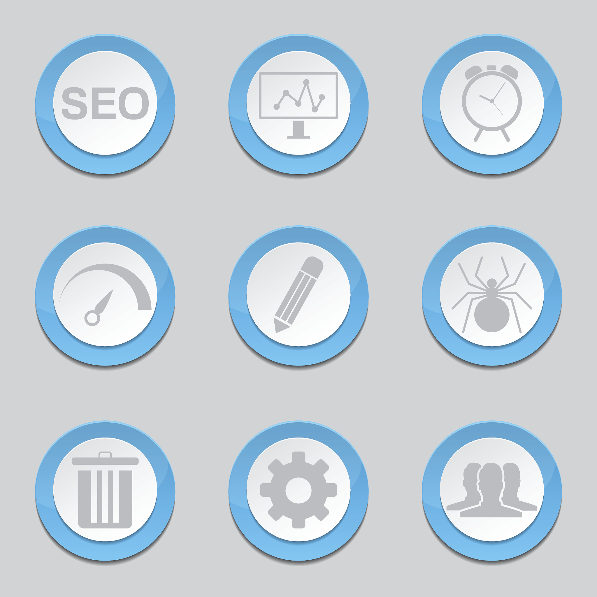 seo internet sign blue vector button icon design set 8