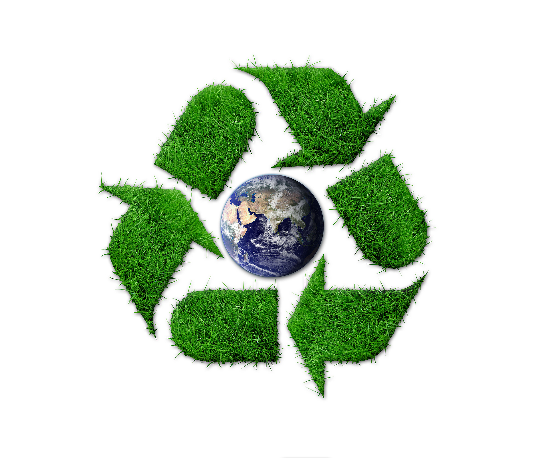recycling symbol and earth isolated