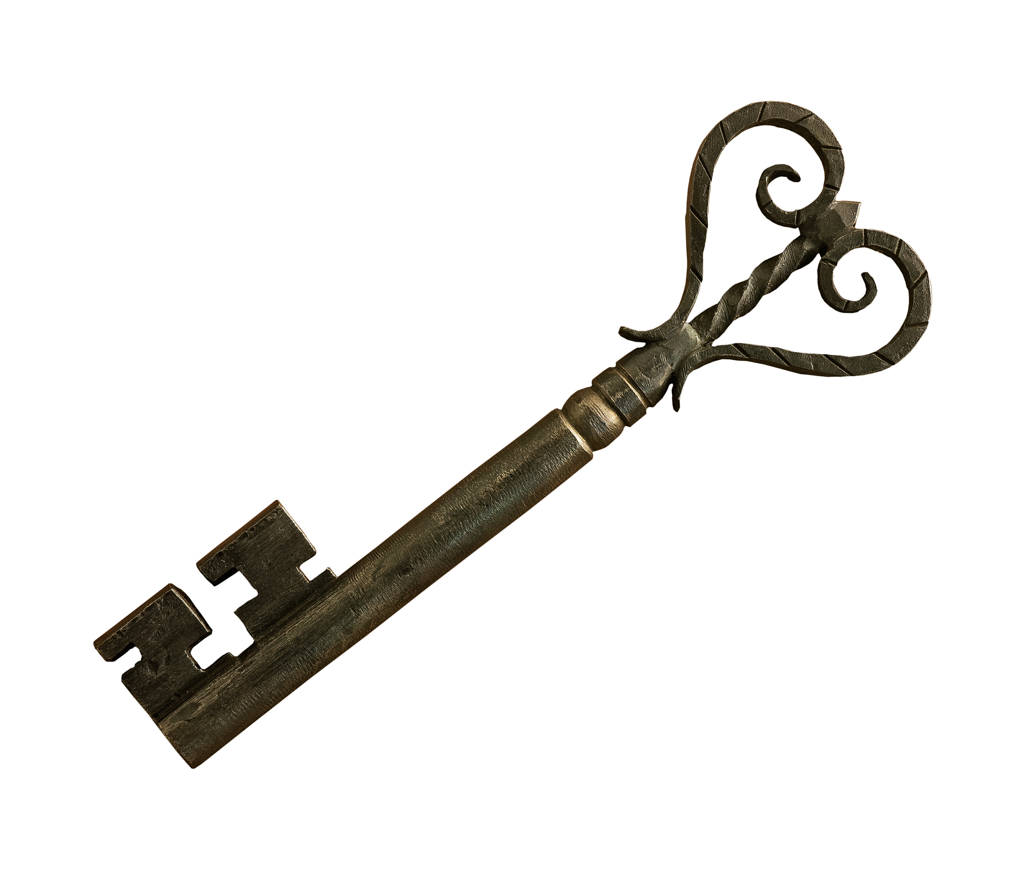 the ancient old key on white background