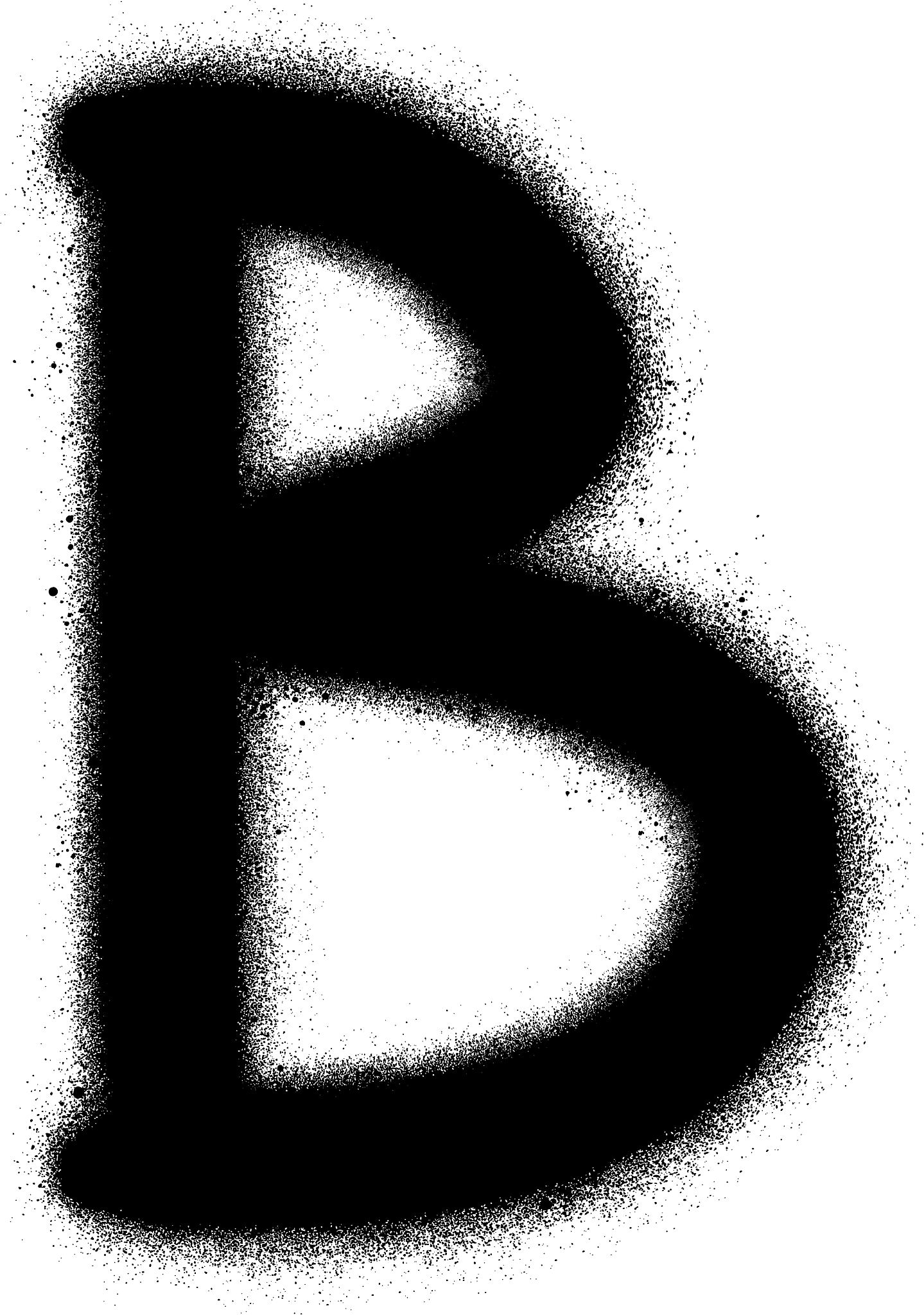 sprayed b font graffiti in black over white