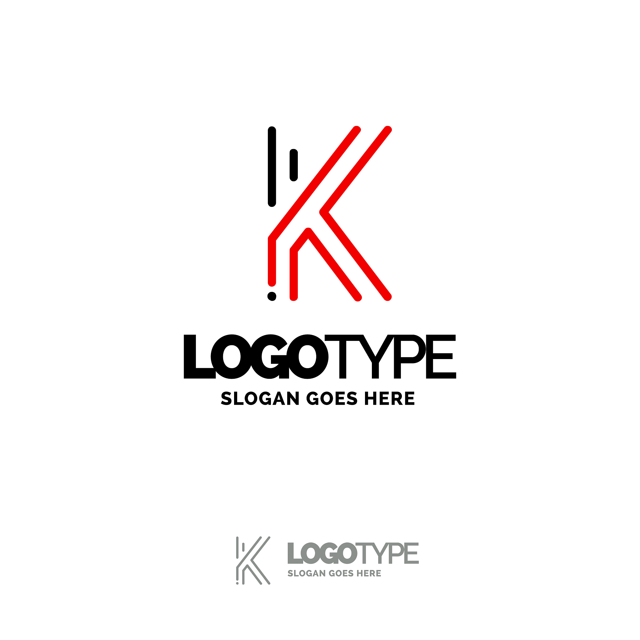 k logo digital logo template black and red logo