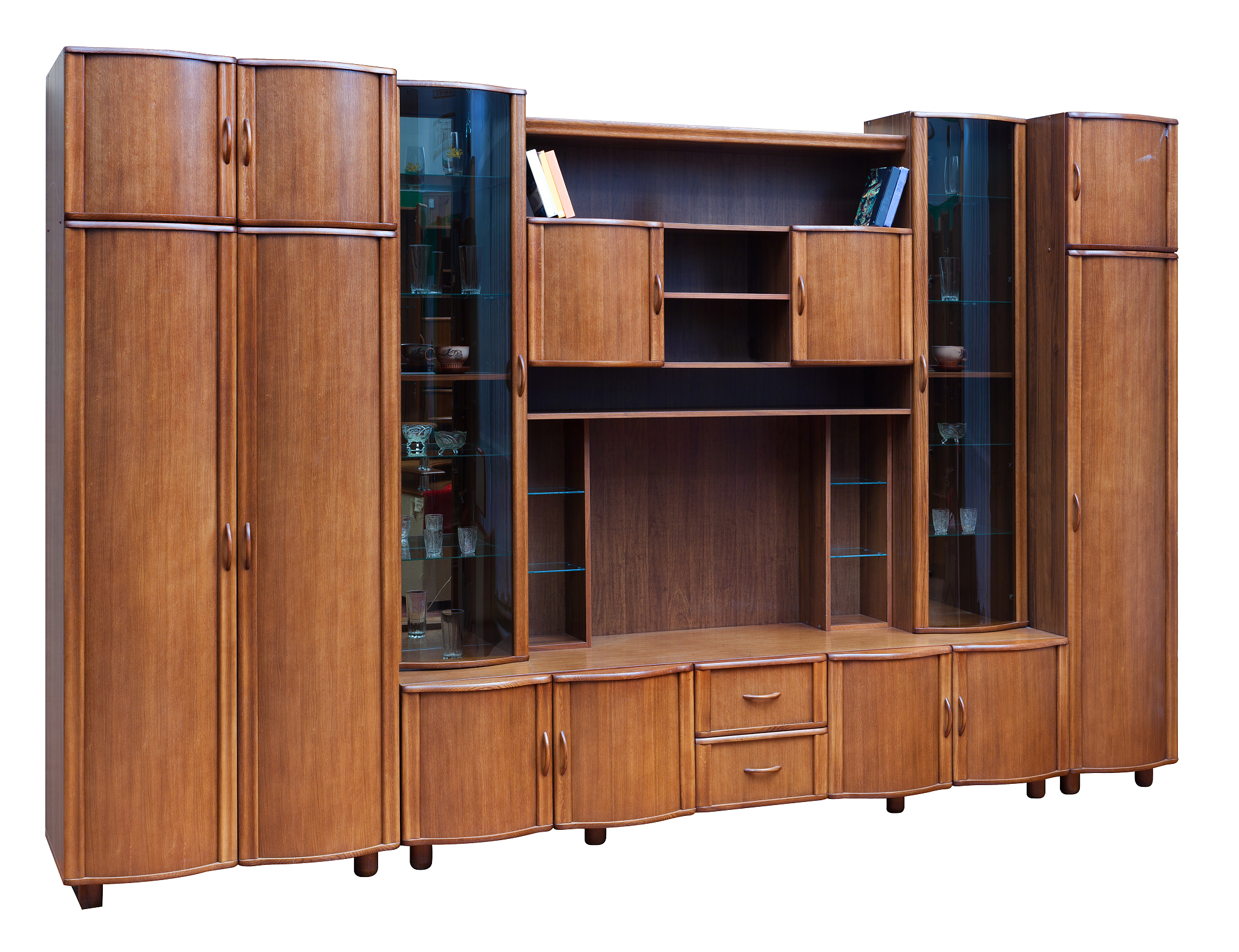 wooden cupboard with glass doors