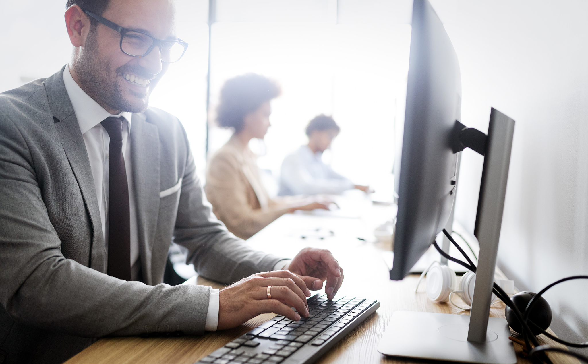 successful business group of people at work in office
