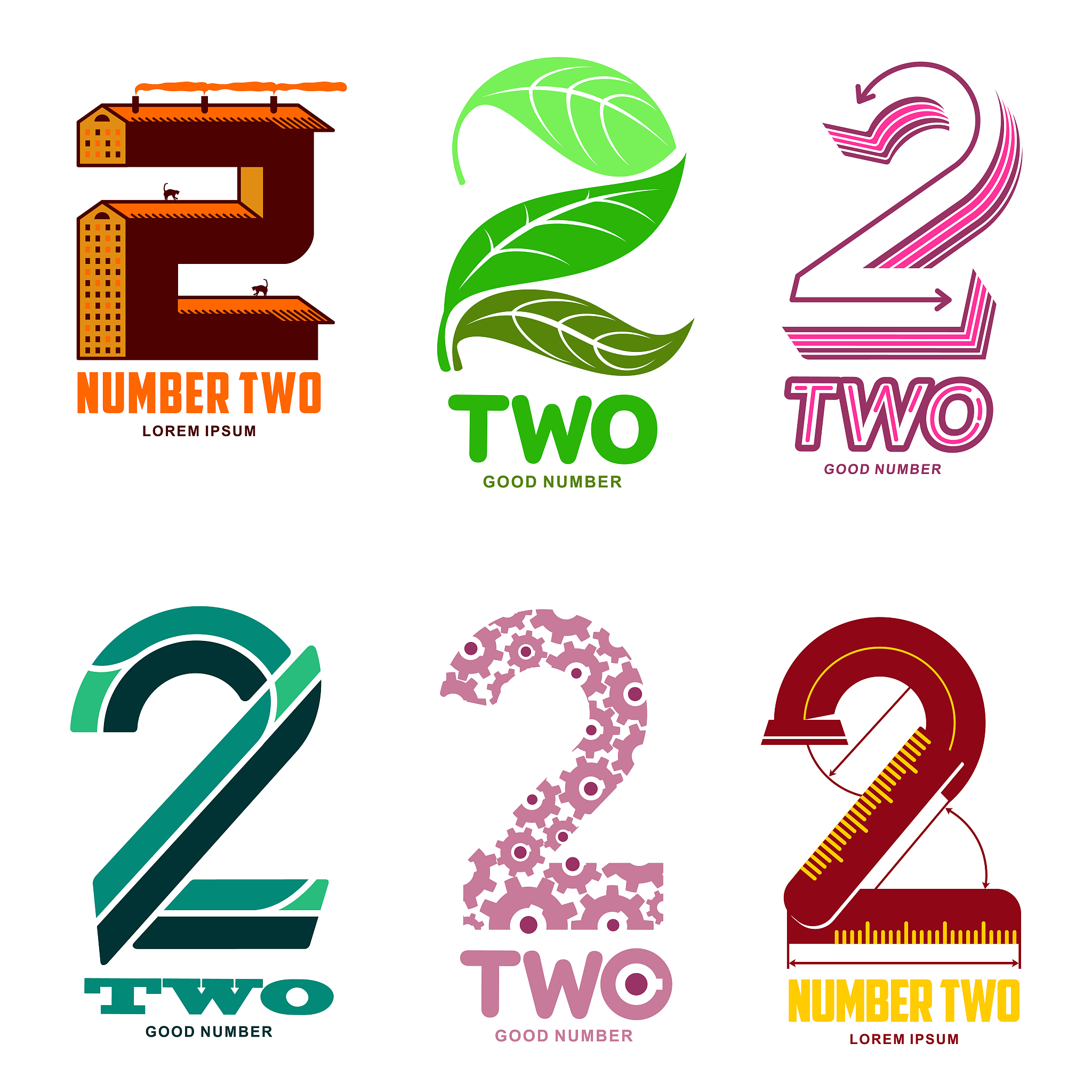 vector illustrations of number two templates