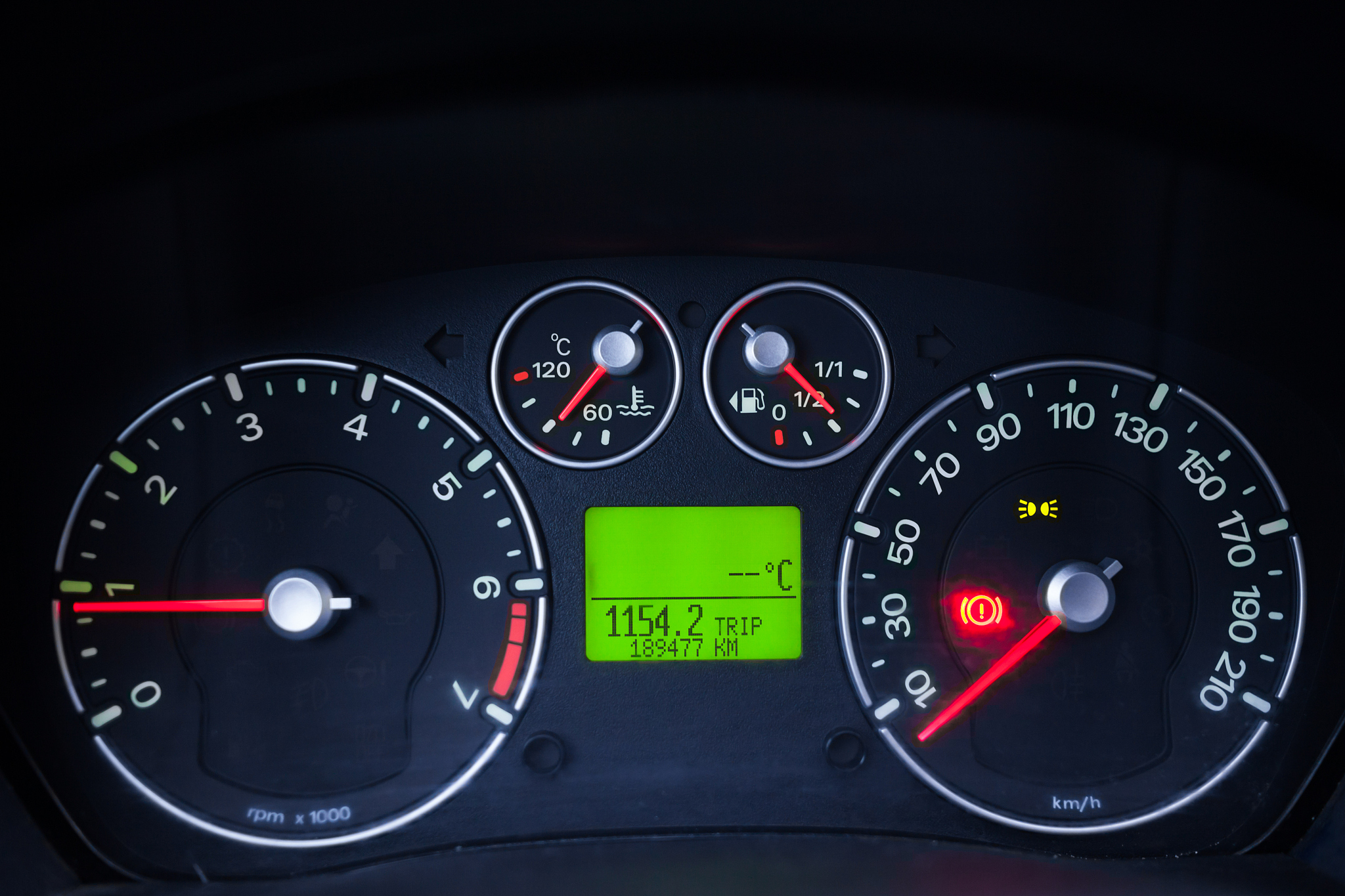 car's illuminated dashboard