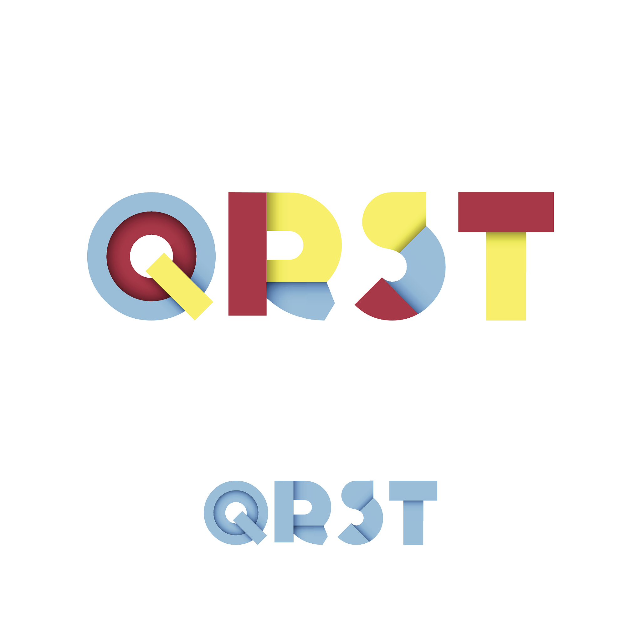 q r s t modern colored layered font or alphabet