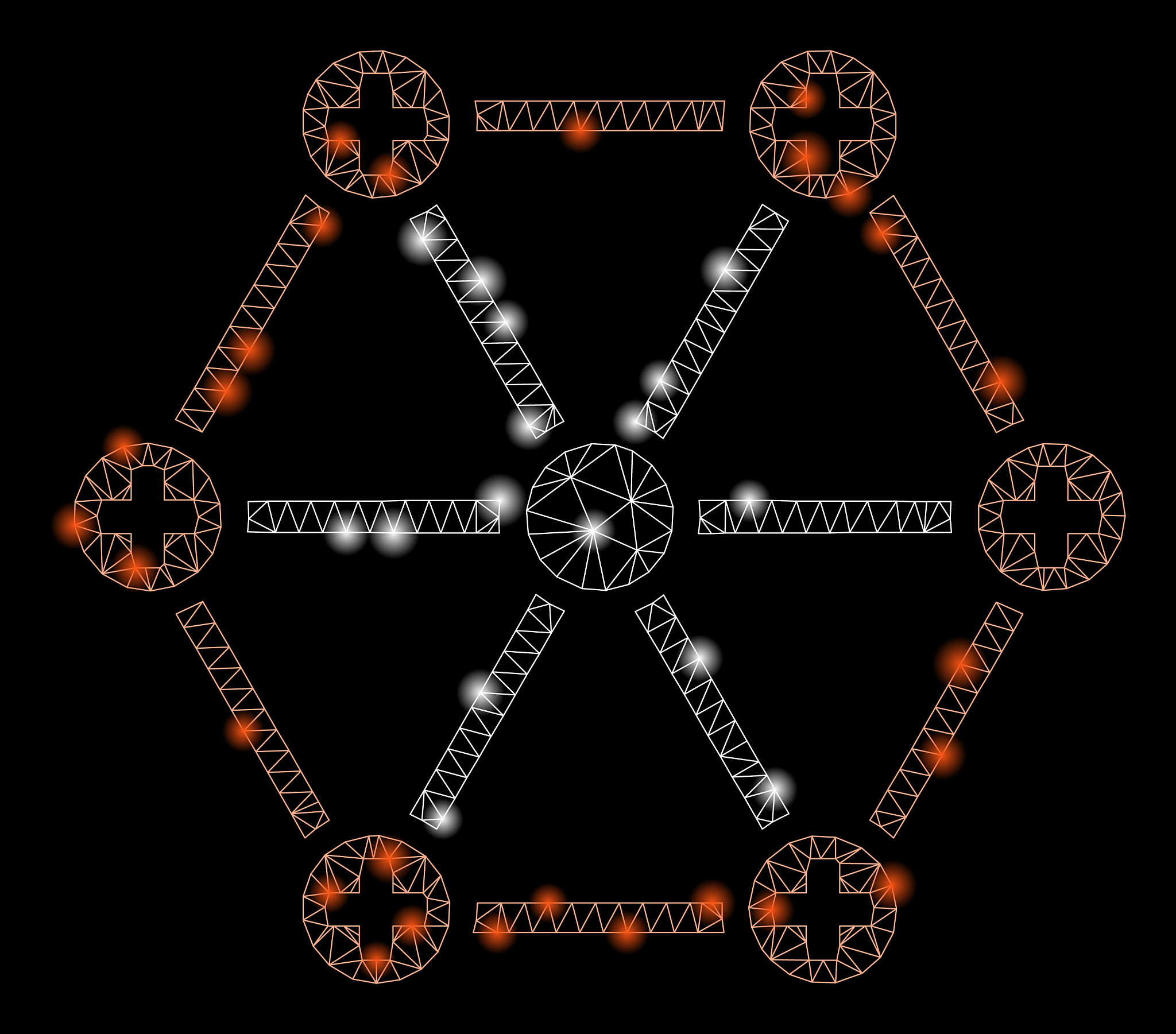 glossy mesh 2d medical network with light spots