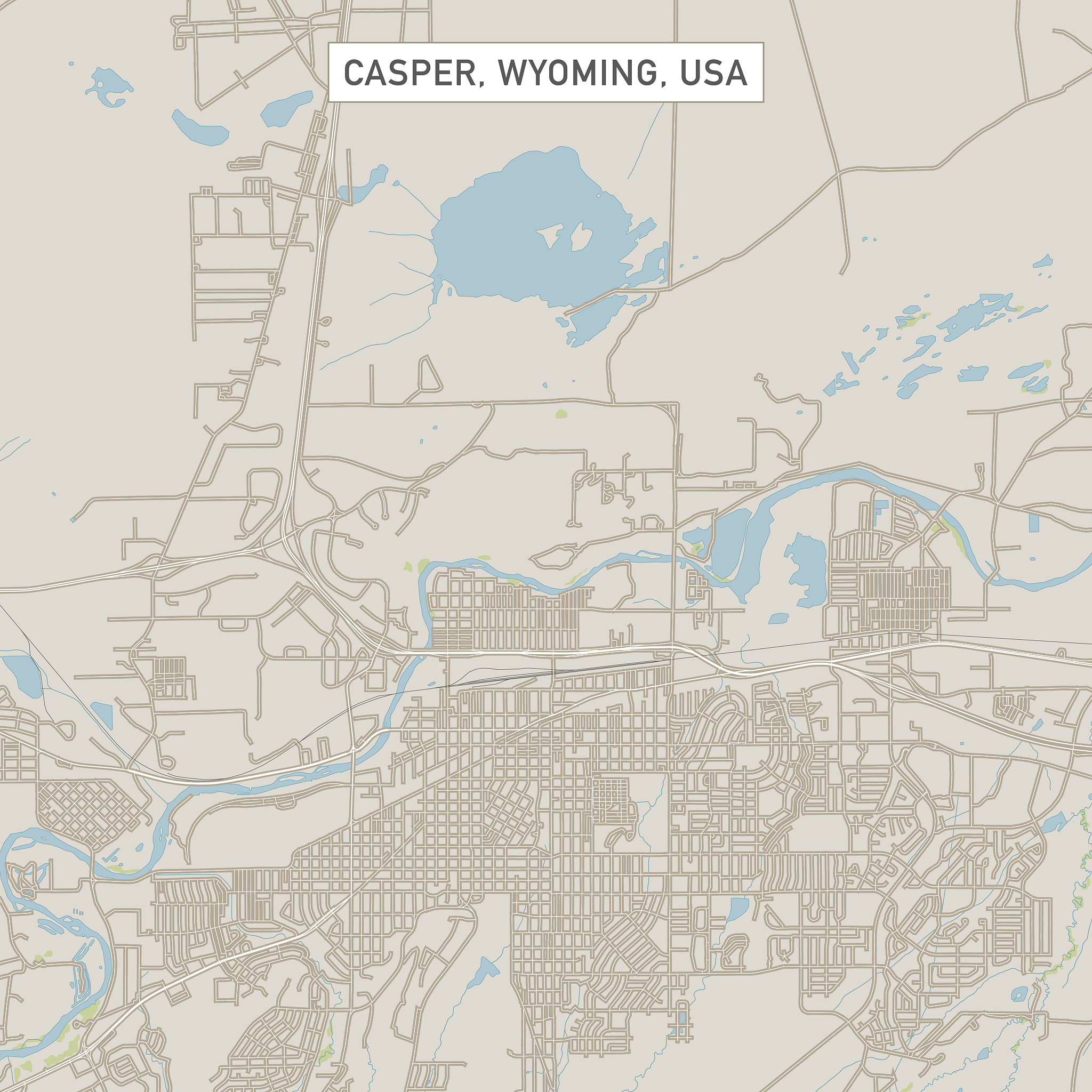 casper wyoming us city street map